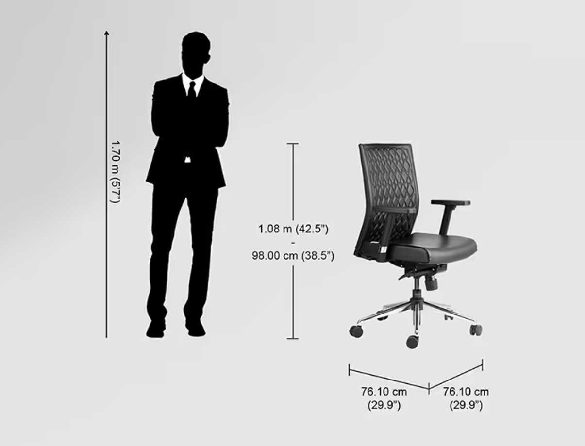 Elite Mid Back Leatherette Ergonomic Office Chair (Black) (Godrej)