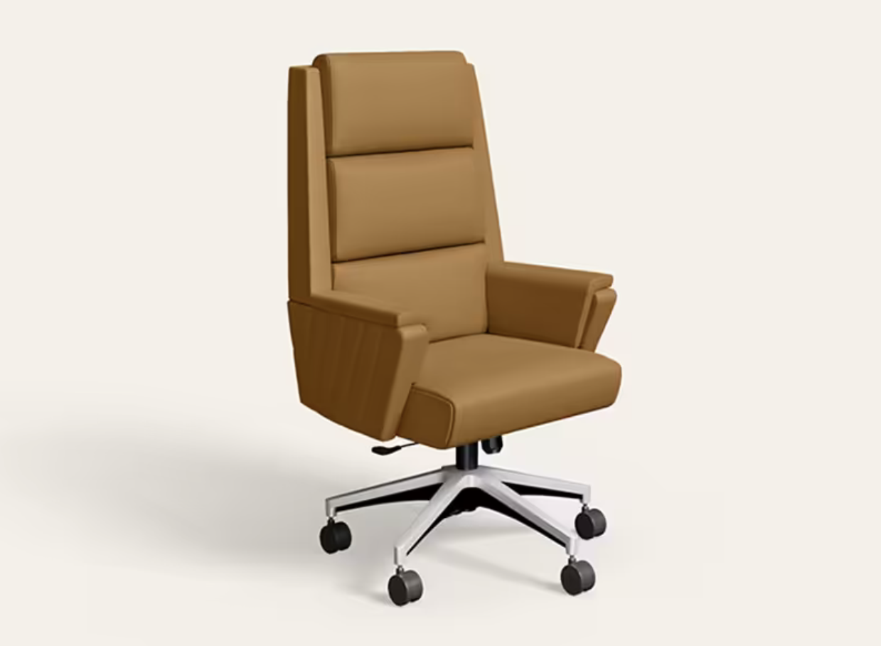 Emerald High Back Leather Ergonomic Office Chair (Tan) (Godrej)