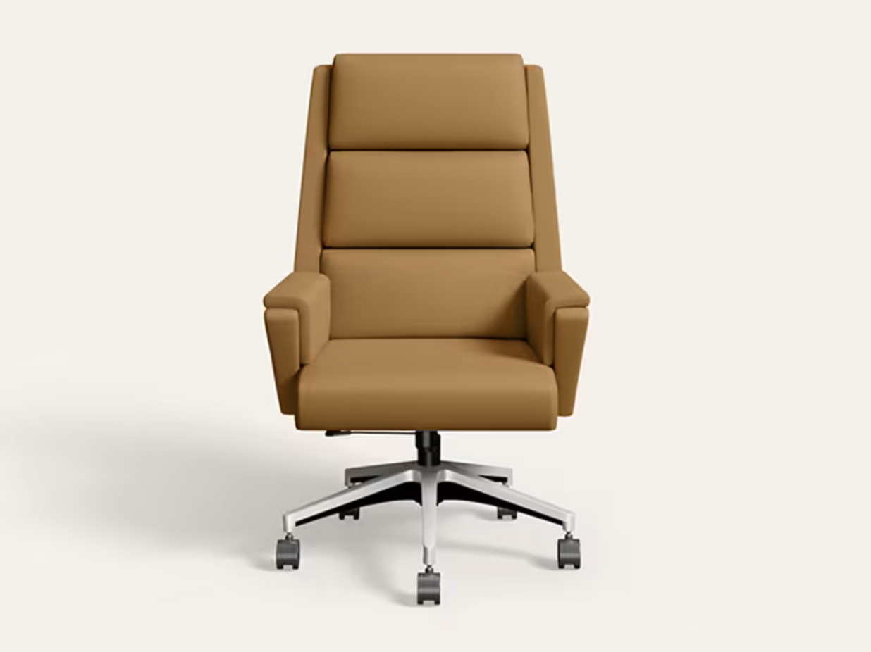 Emerald High Back Leather Ergonomic Office Chair (Tan) (Godrej)