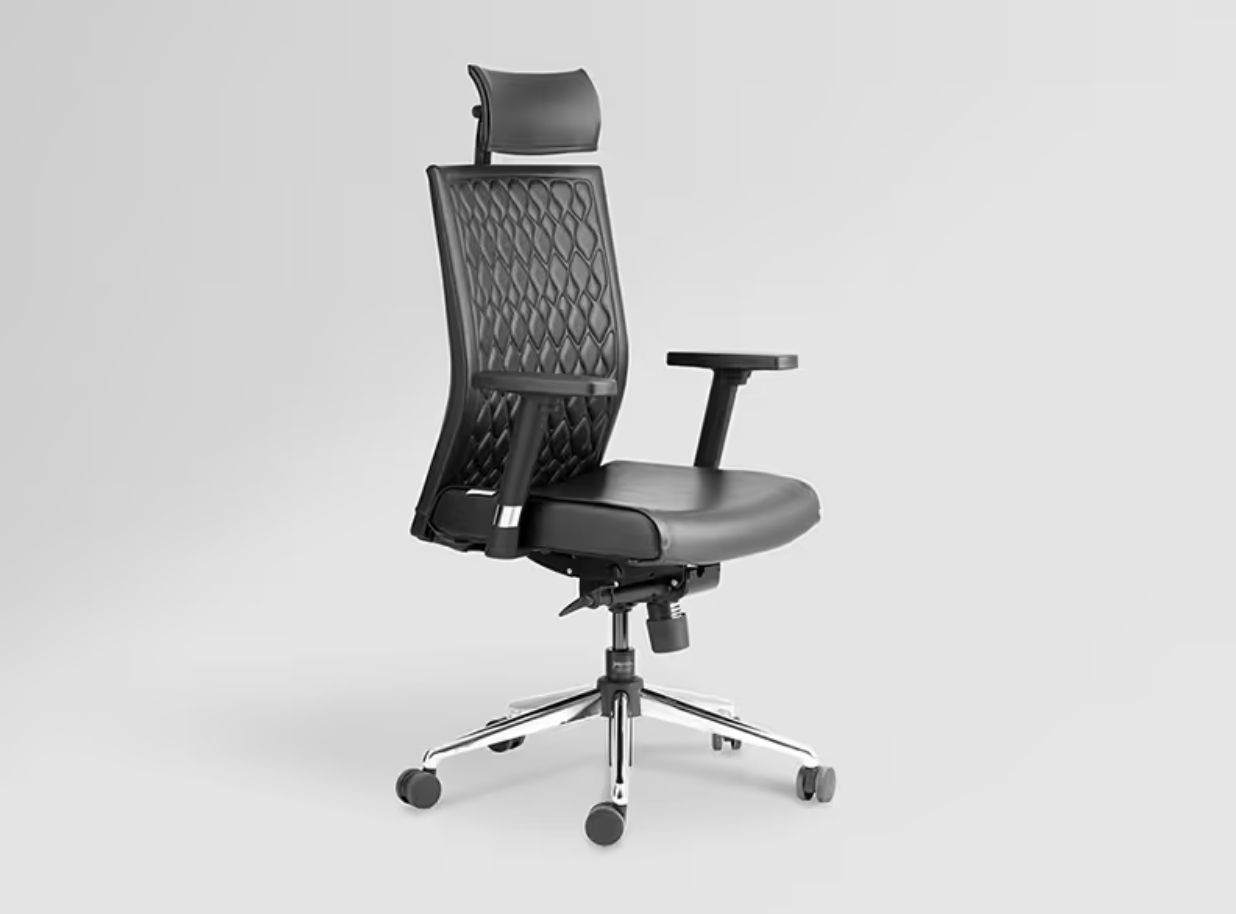 Elite High Back Leatherette Ergonomic Office Chair (Black) (Godrej)