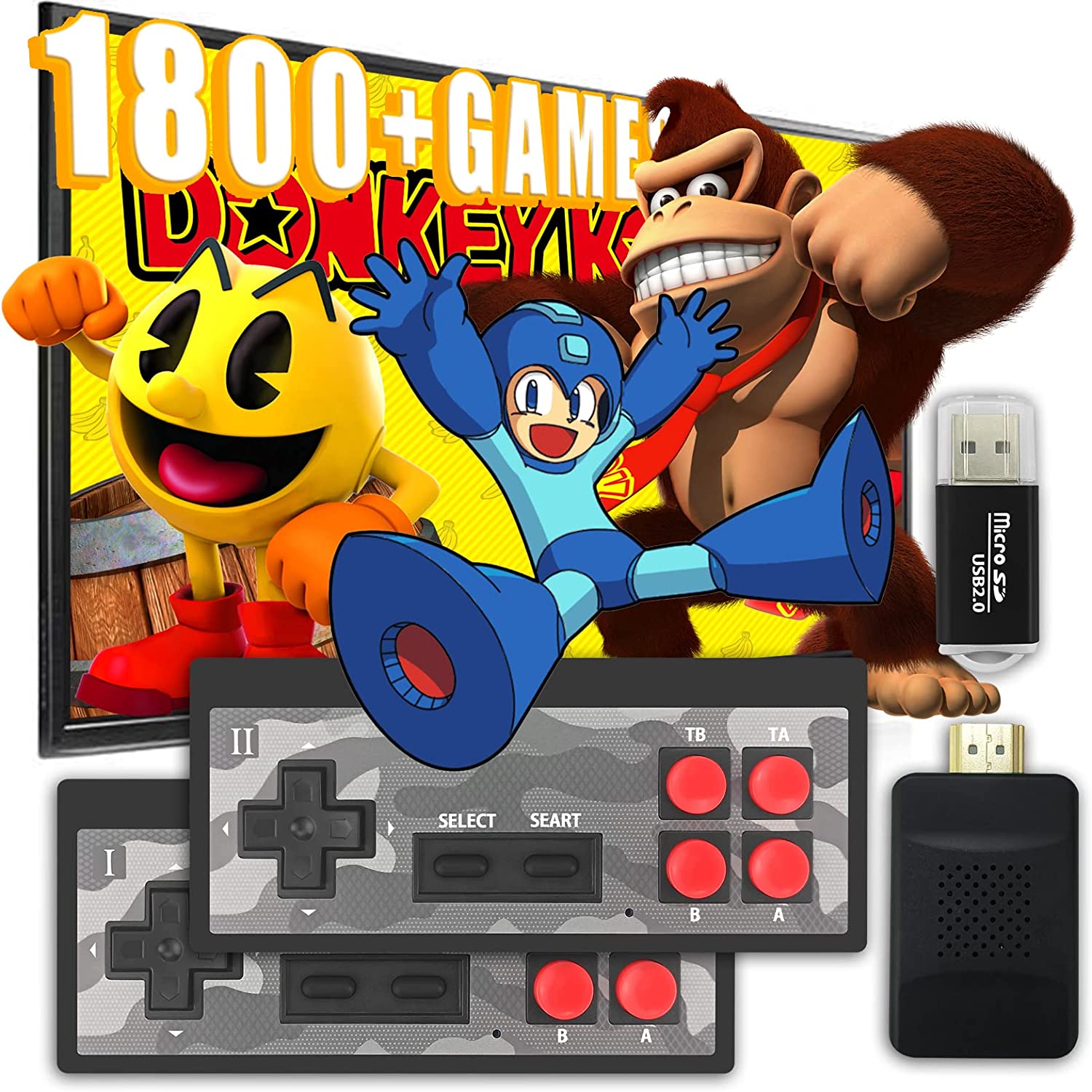 Dendy klasika, geltonų kasečių fanatikams retro žaidimų konsolė su 1800+ žaidimų!