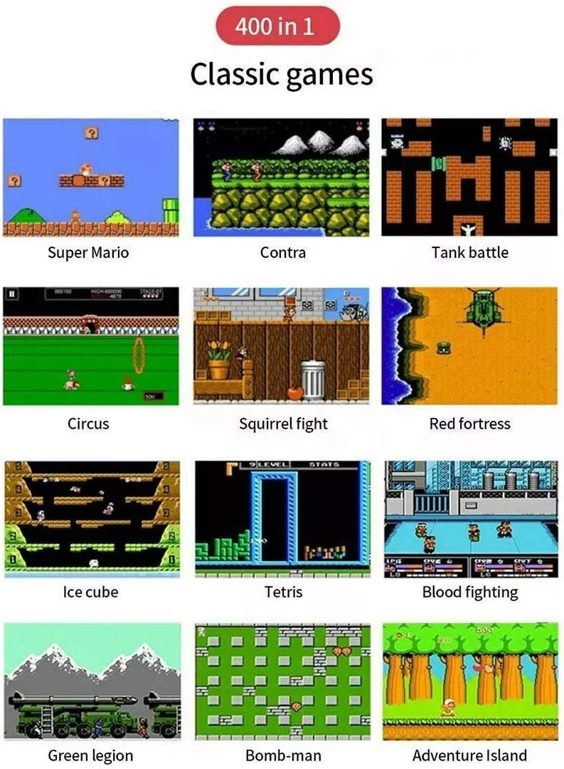 Retro klasikinis nešiojamas žaidimų kompiuteris Sup500 (BLACK)