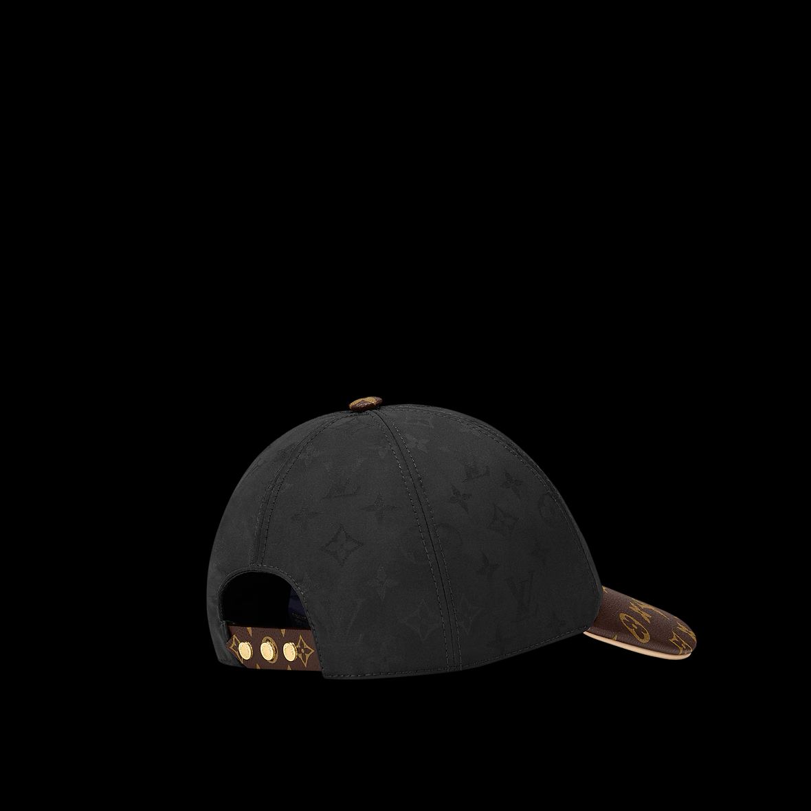 LV black leather cap