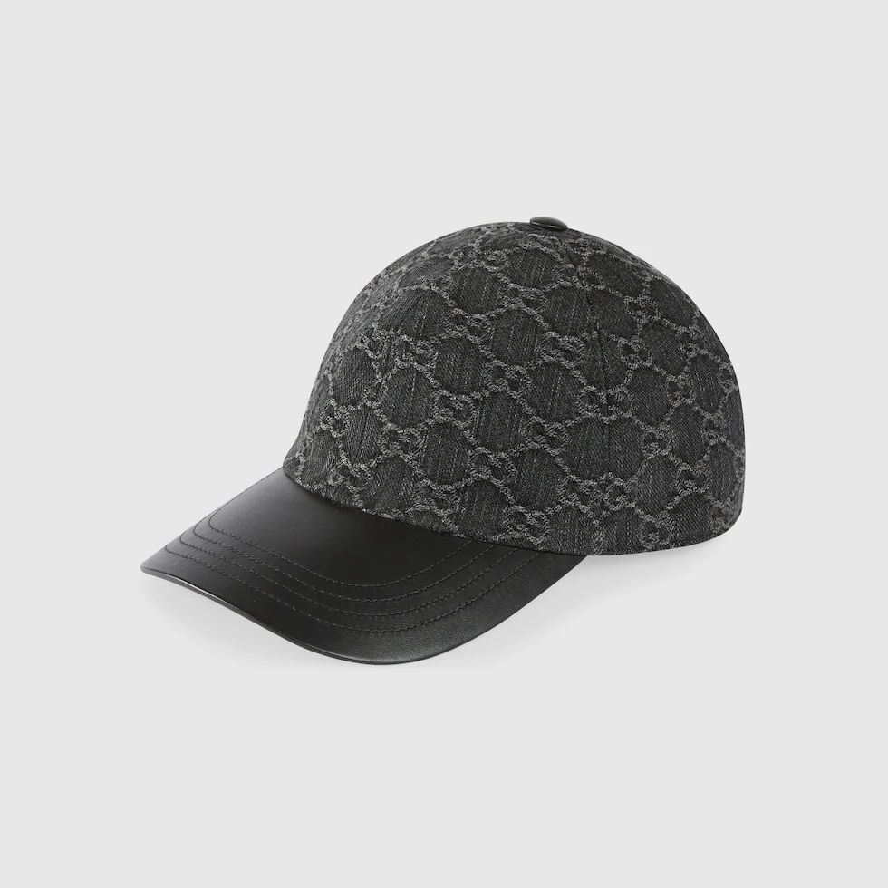 GG denim leather cap