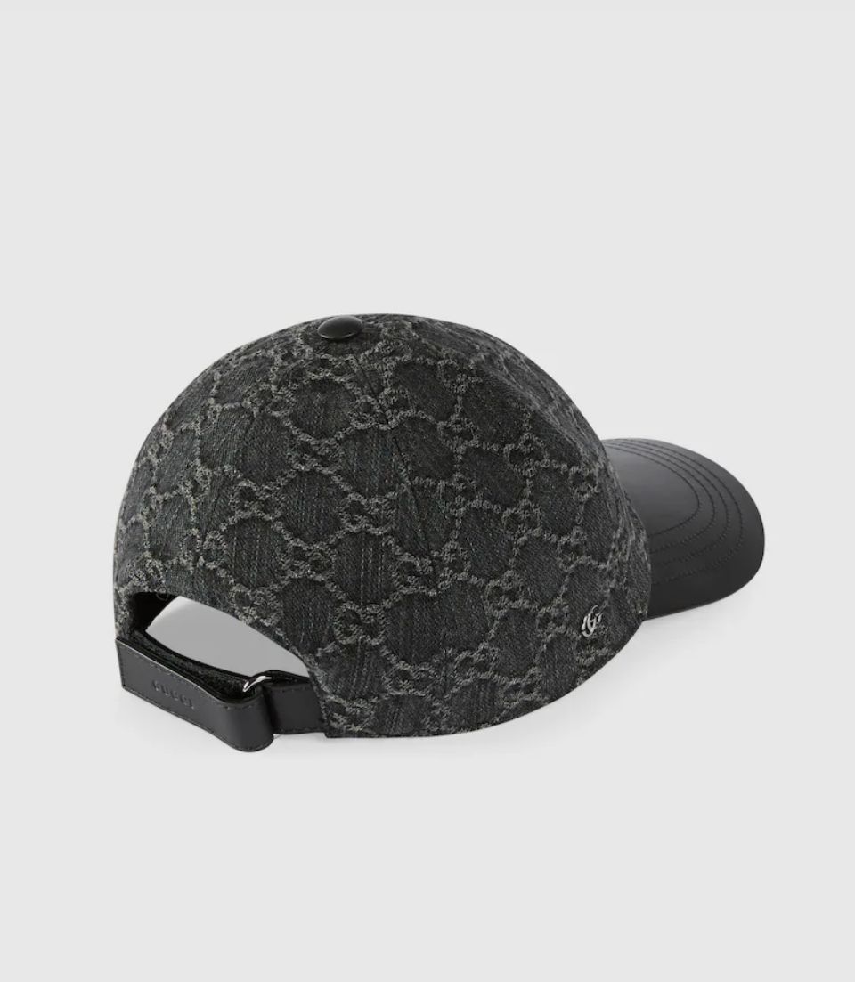 GG denim leather cap