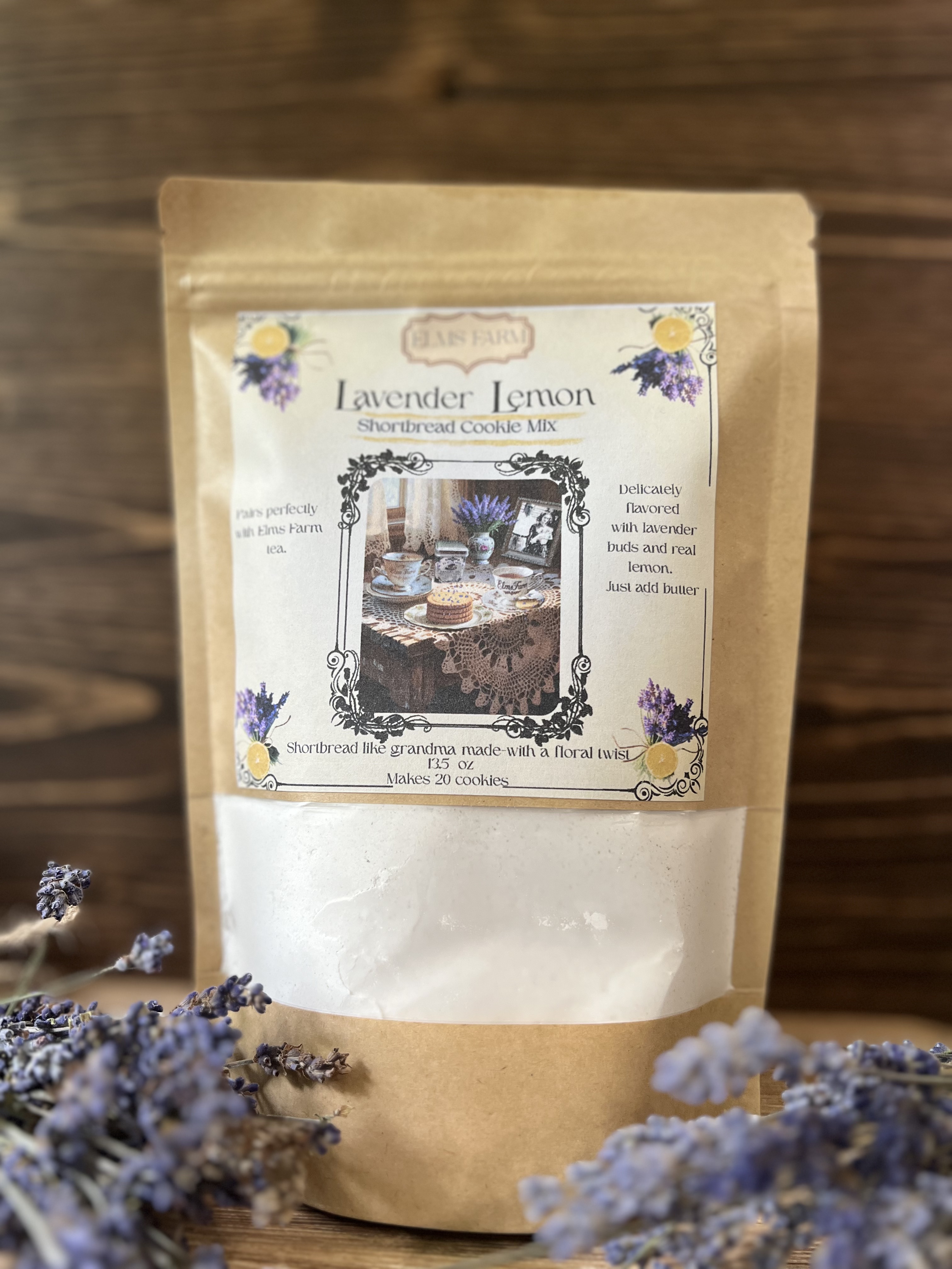 Lavender Lemon Shortbread Cookie Mix.  Just Add Butter!