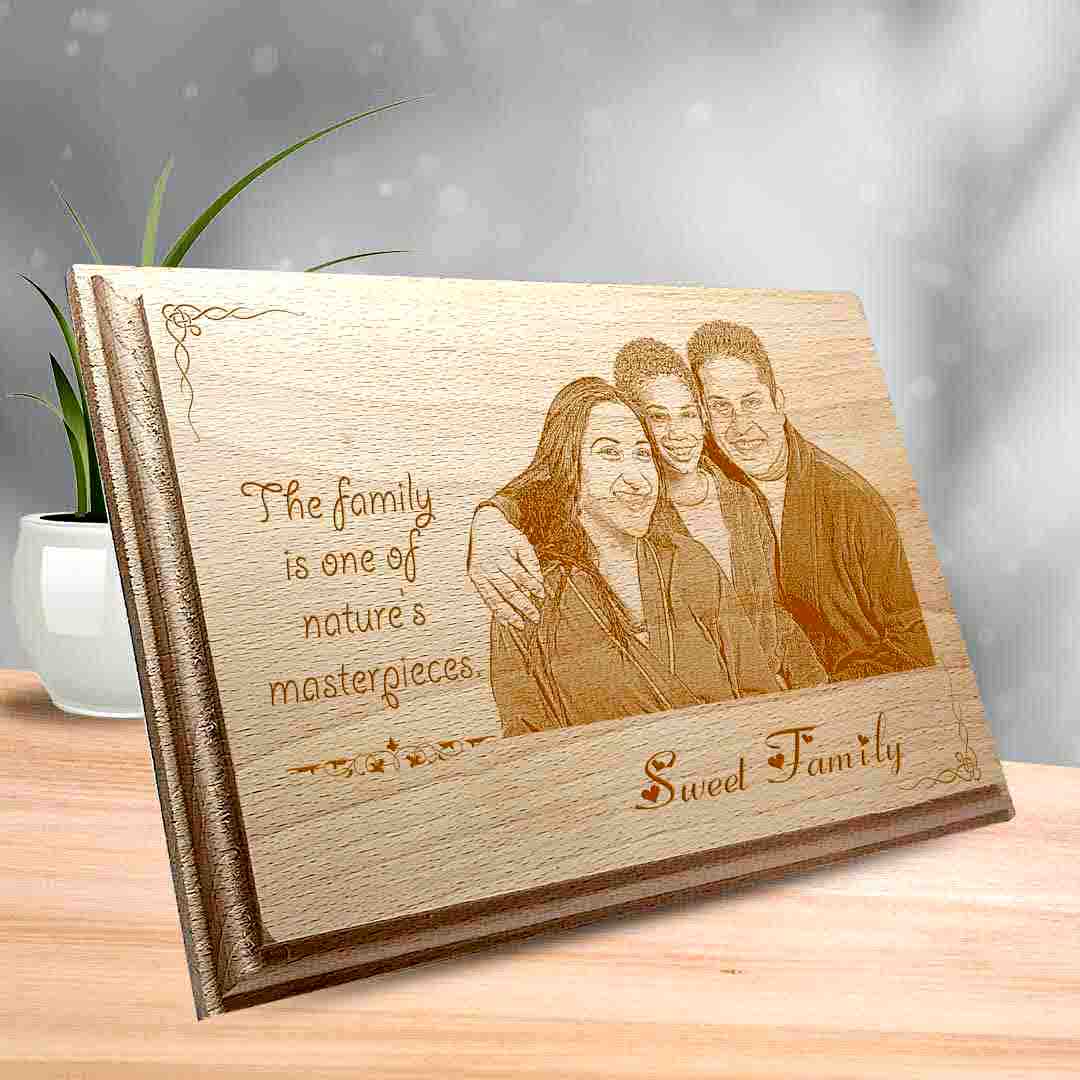 Engraved Wooden Family Photo Frame