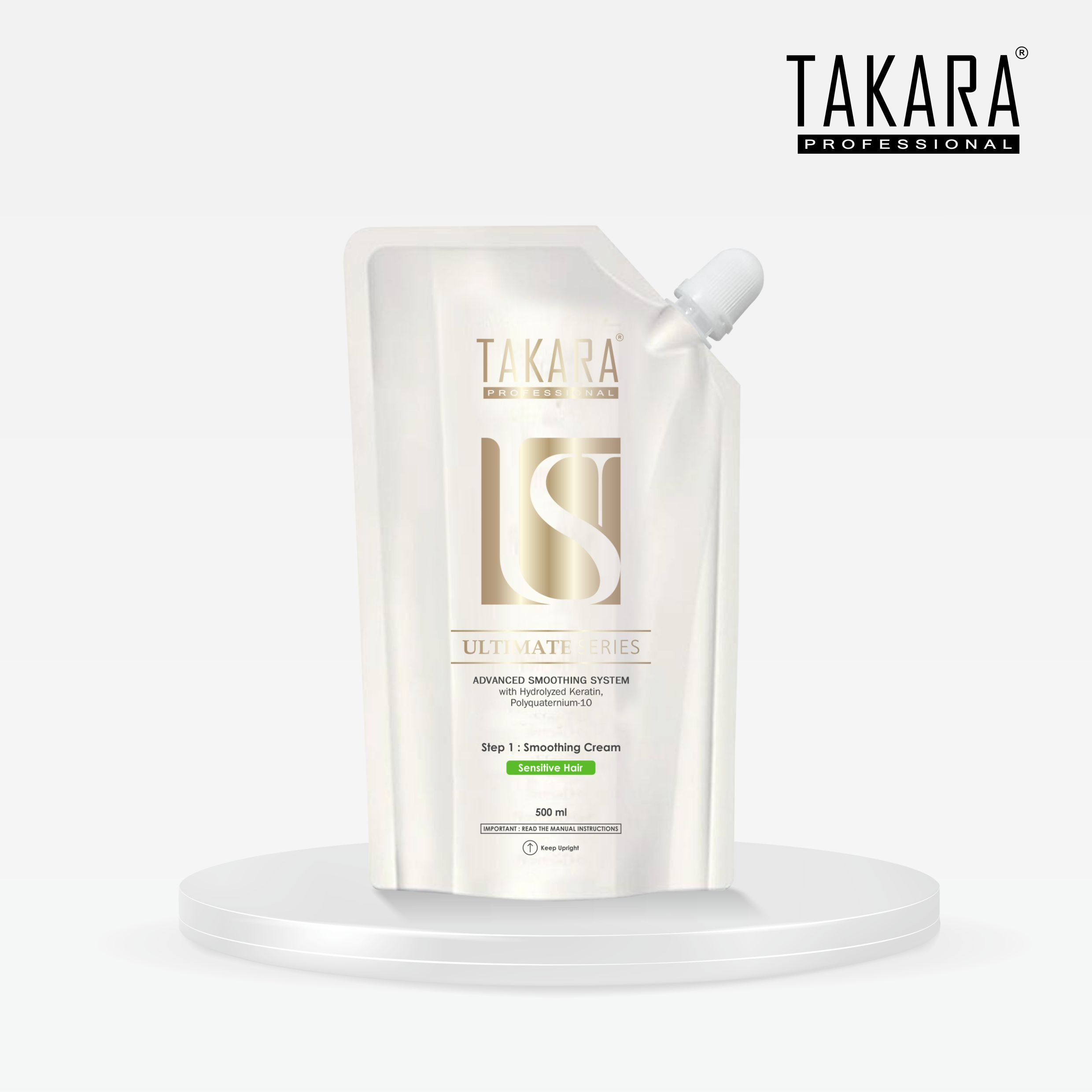 Takara Professional Ultimate Series Advanced Smoothing System Hyrdrolyzed Keratin Pouch 500ml Sensitive Hair Step 1