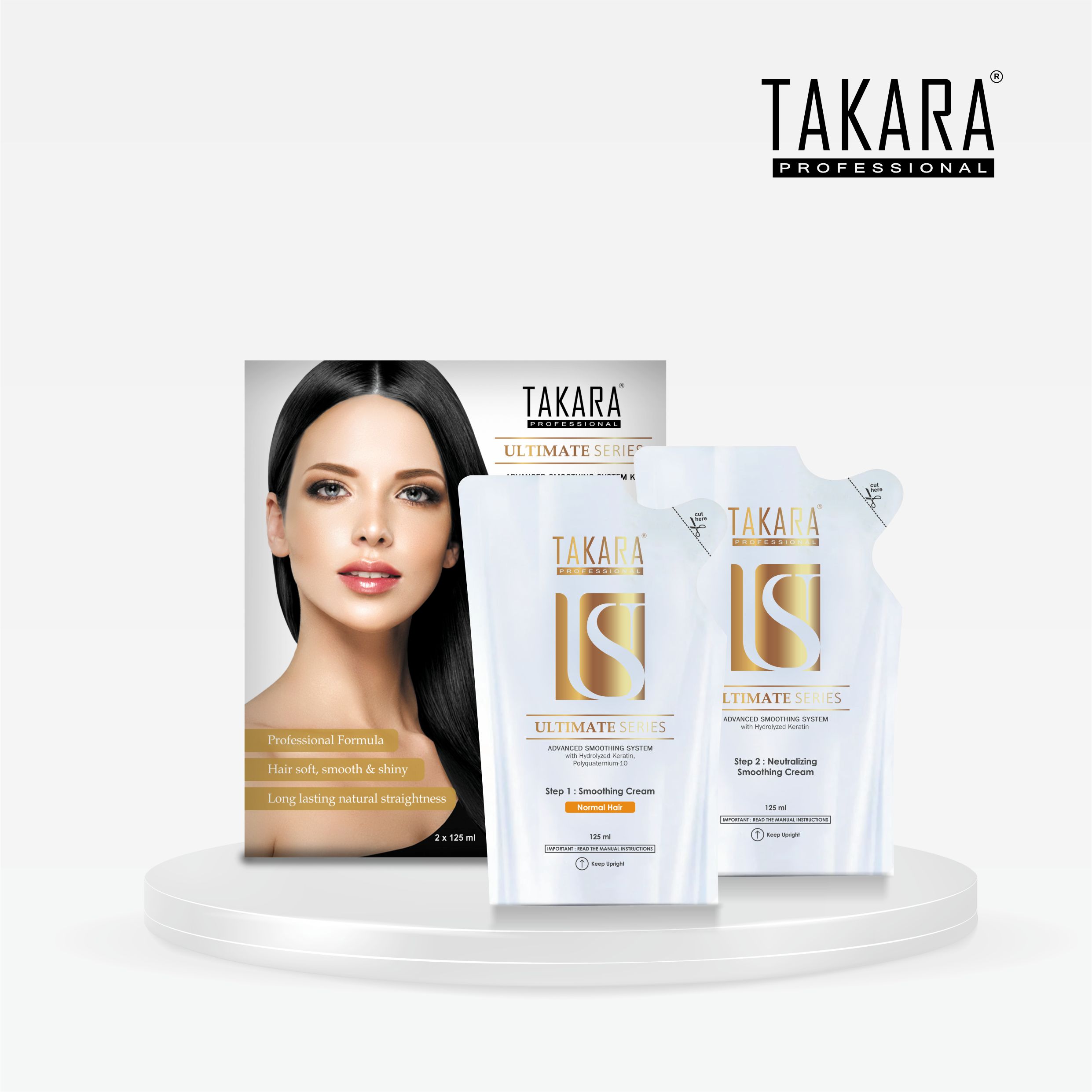Takara Professional Normal Hair Ultimate Series Advanced Smoothing System KIT with Hyrdrolyzed Keratin 125ml x2 include step 1 & step 2
