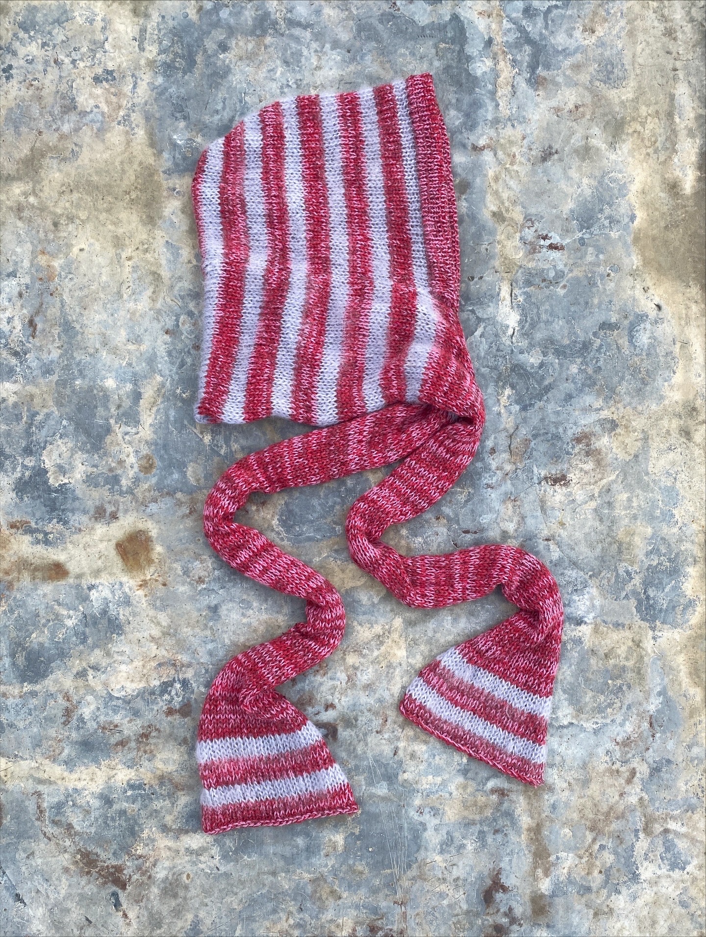 Pink and Blue Hooded Scarf