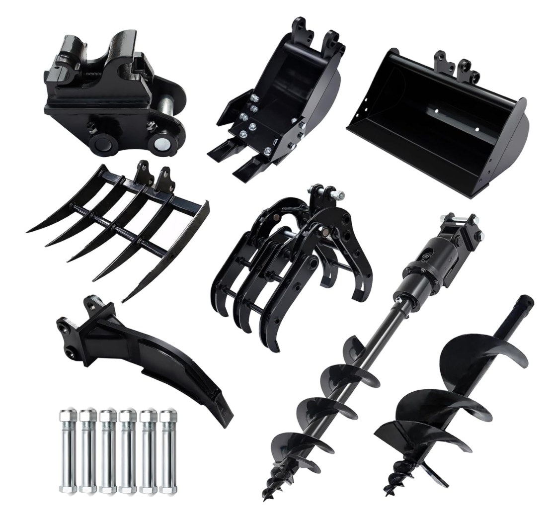 10 Piece Attachment Kit For 1 Ton Excavators 