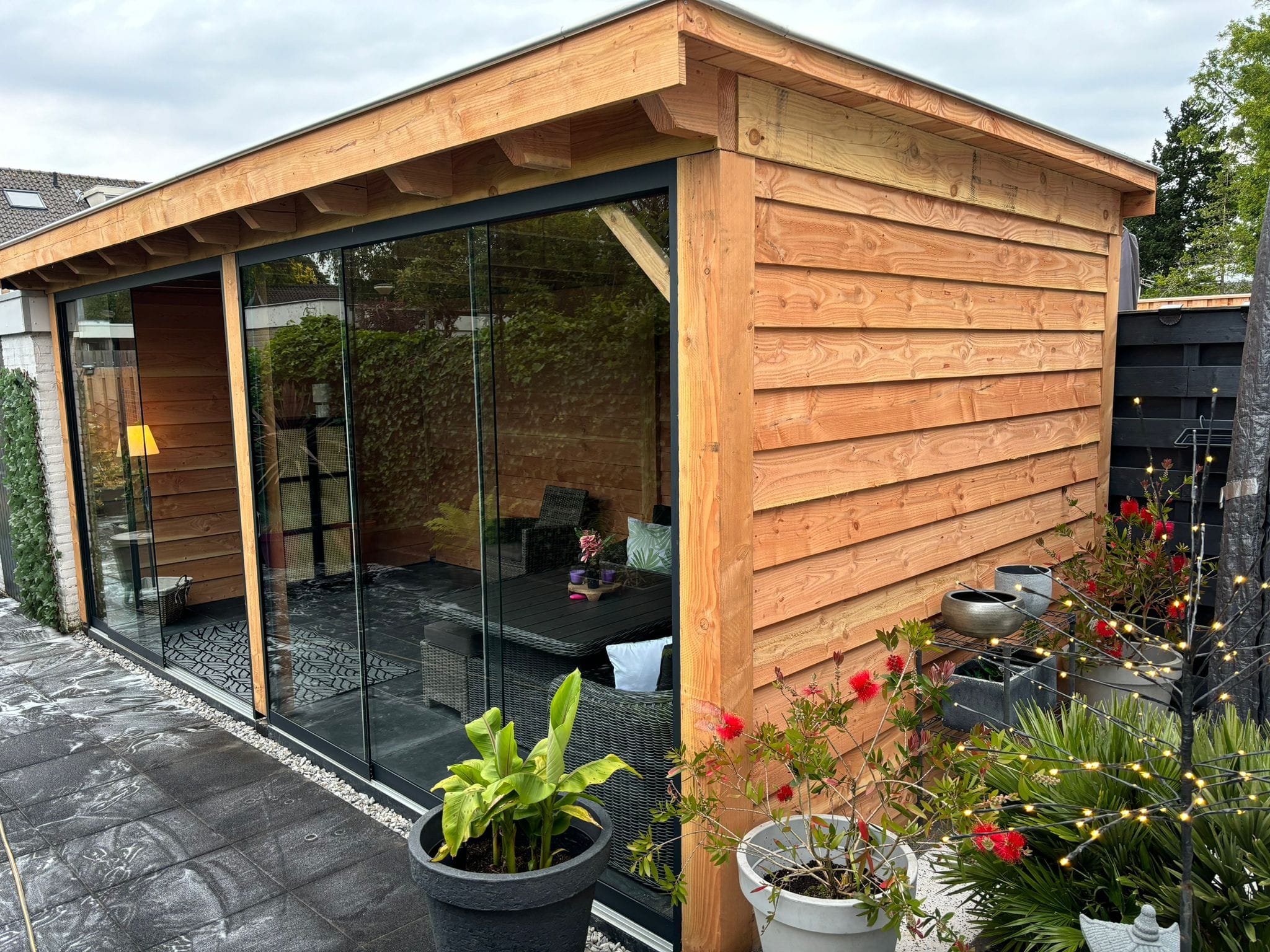 Glazen schuifwand 3-railsysteem met heldere of getinte glazen (complete set)