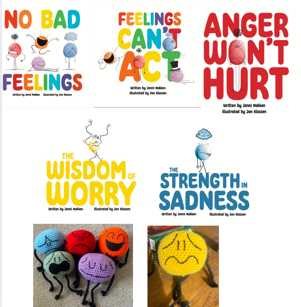 Full Set of 5 Emotions Books and 6  Crocheted Plushies