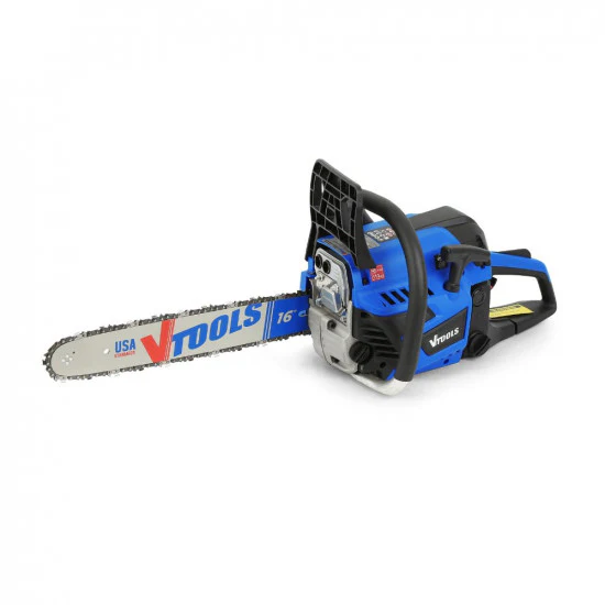 VTOOLS VT4201 16 Inch 45cc Gasoline Chainsaw, 550ml Fuel Tank, 2-Stroke Handheld with Air-Cooled,