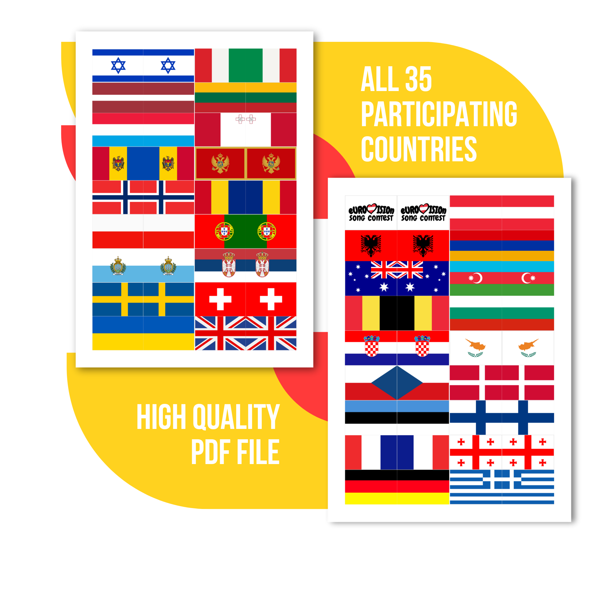 Printable Eurovision 2026 Toothpick Flags and Cupcake Toppers