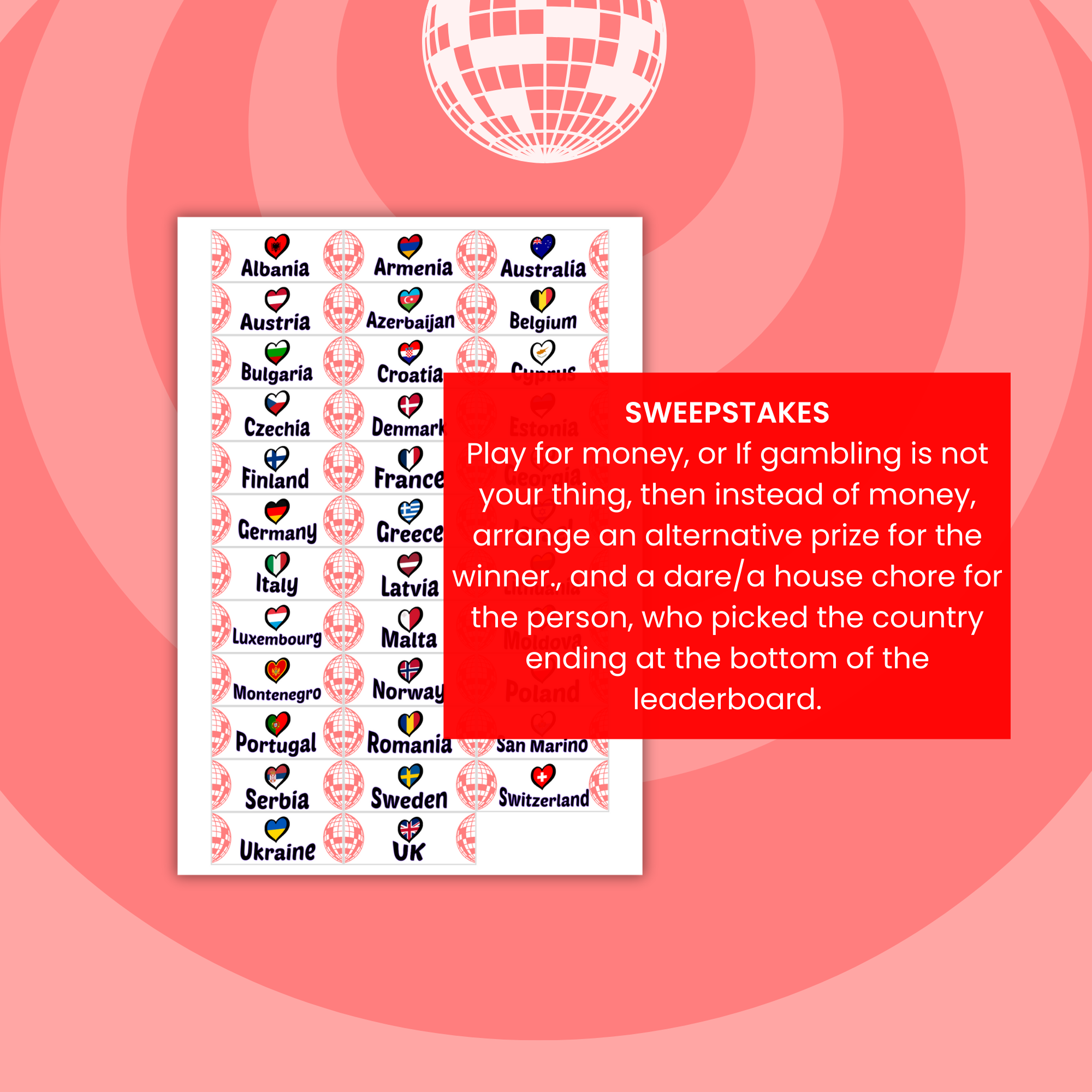 Eurovision 2026 - Printable Party Games Pack