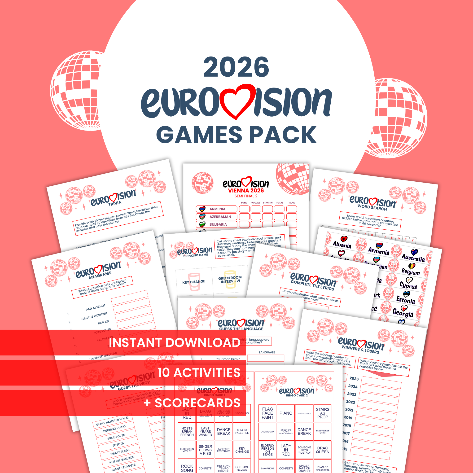 Eurovision 2026 - Printable Party Games Pack