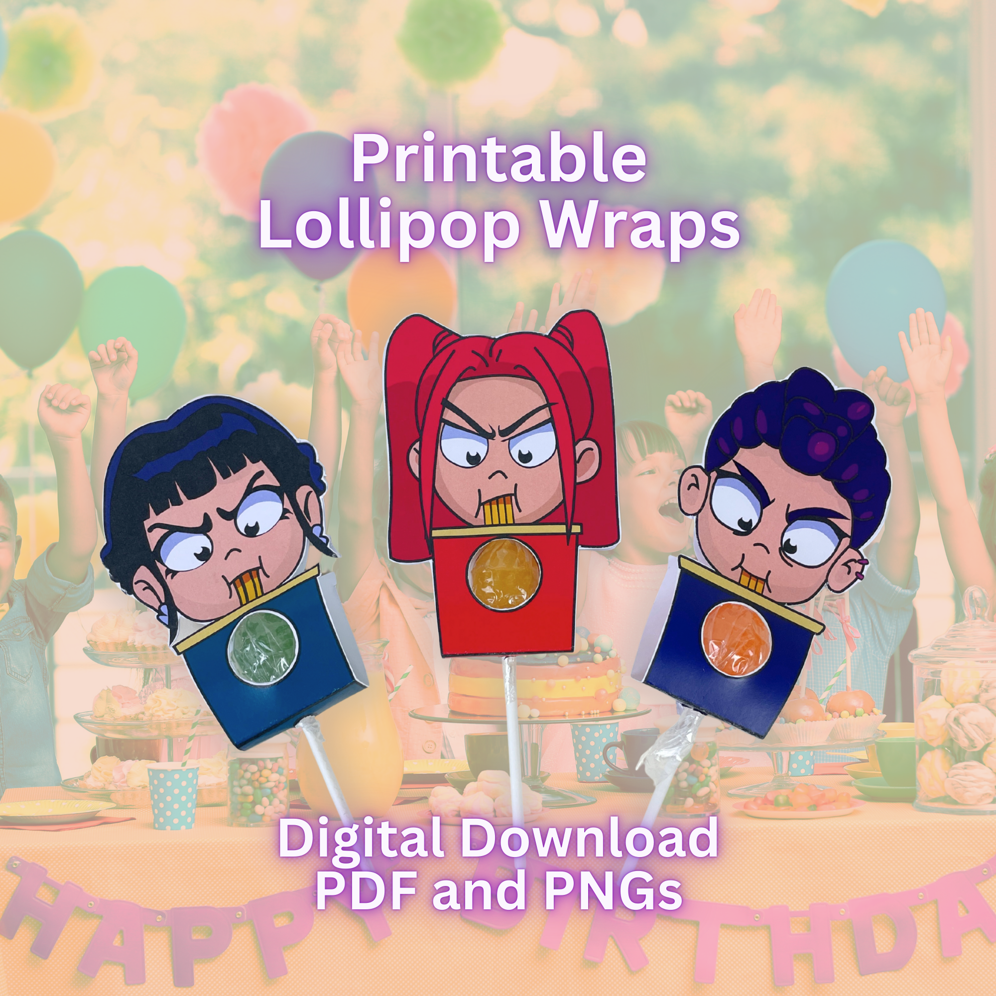 Printable Huntrix Lollipop Wrappers, DIY Party Favours and Candy Holders