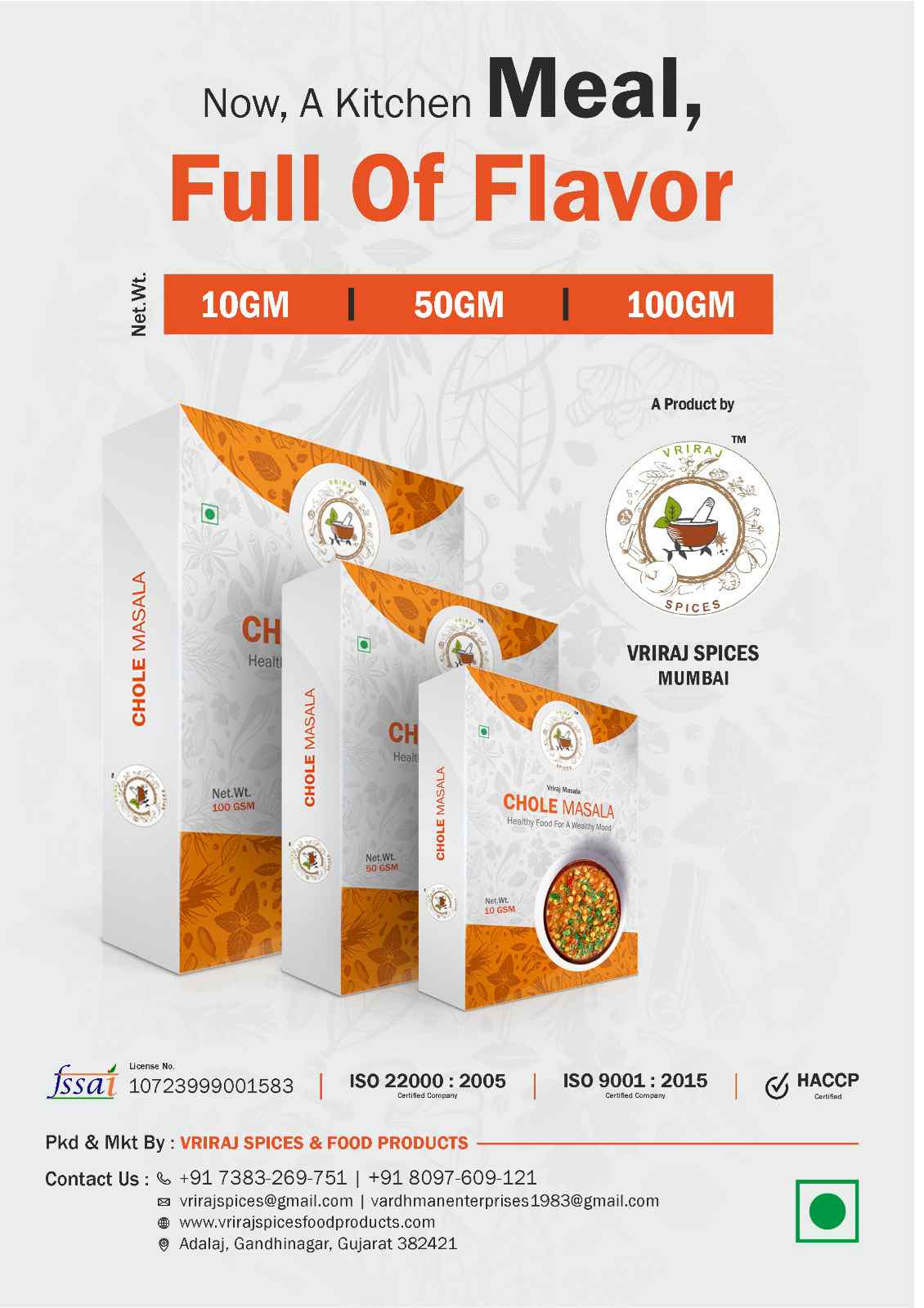 Buy Vriraj Spices Chole Masala – Authentic, Vibrant & Aromatic Chole Spice Blend
