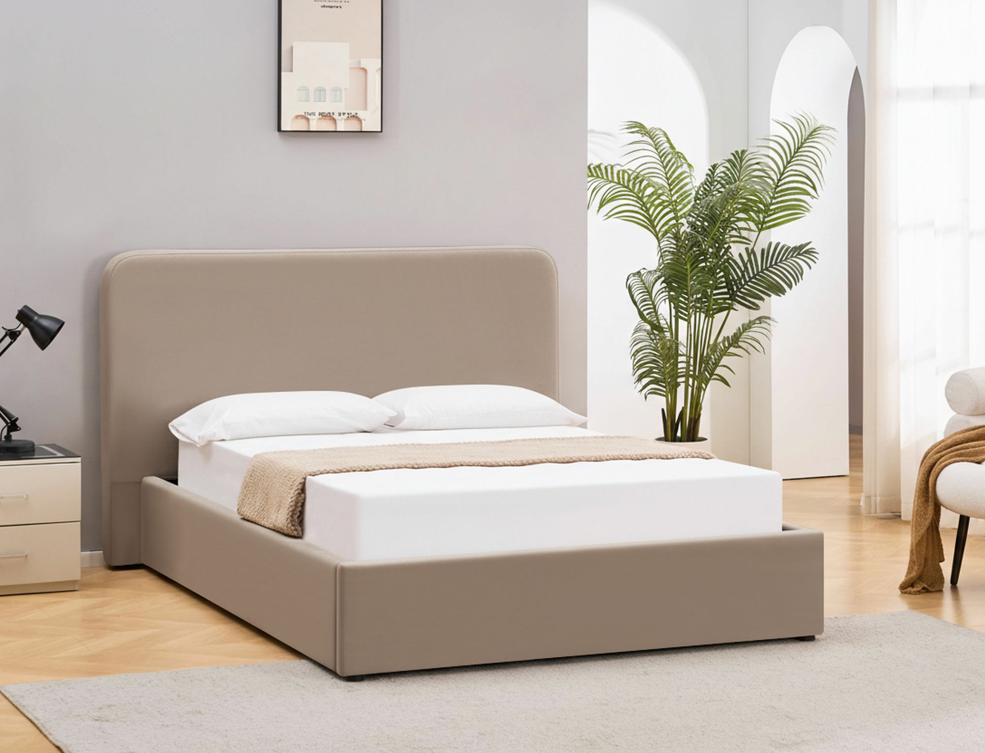 Miegamojo lova Lumia, su patalų dėže, grotelėmis