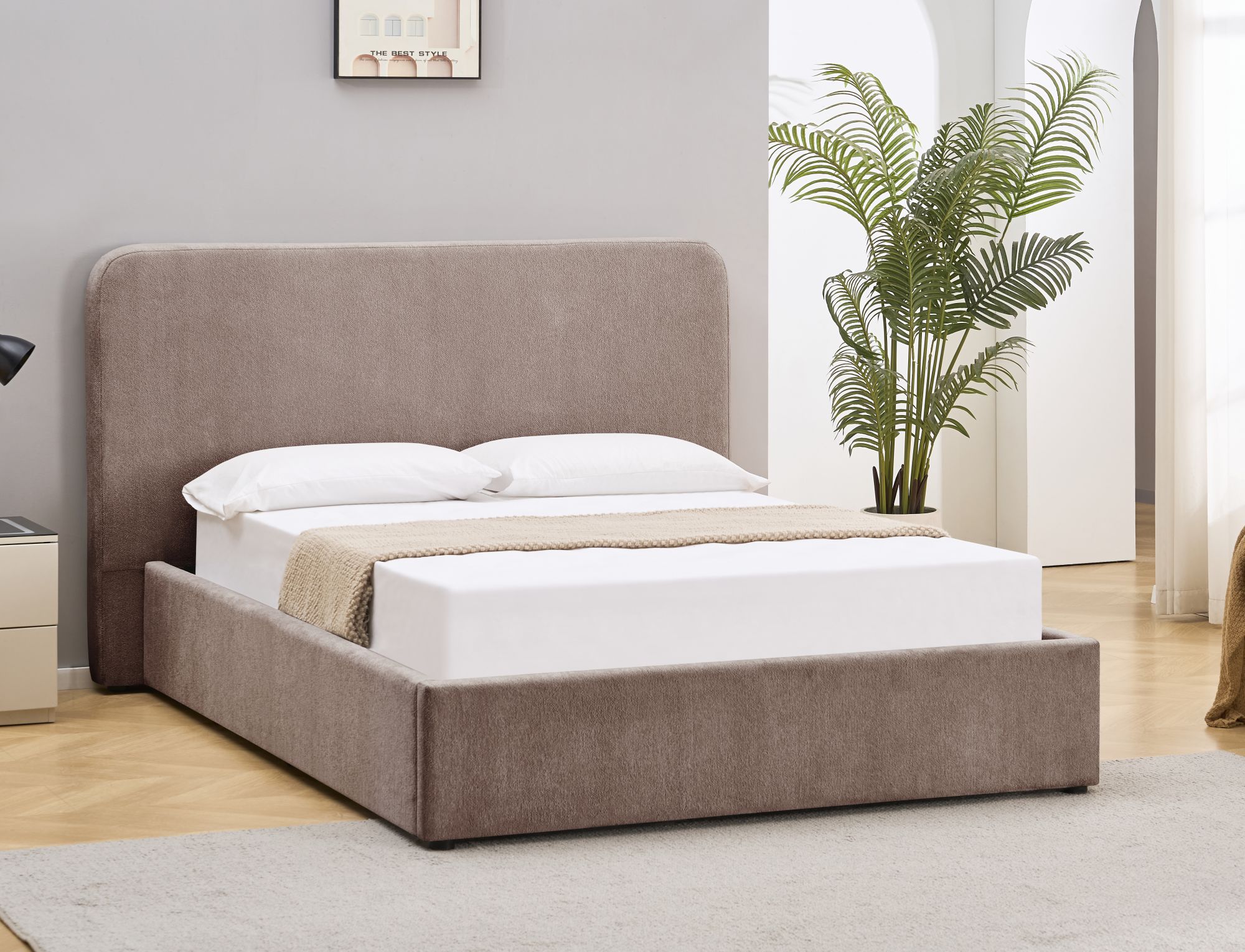 Miegamojo lova Lumia, su patalų dėže, grotelėmis