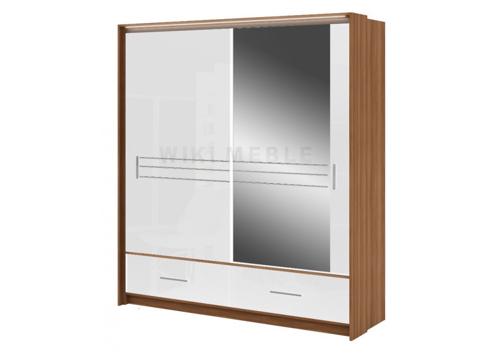 Spinta stumdomomis durimis Amsterdam - riešutas /Baltas MDF/juodas MDF