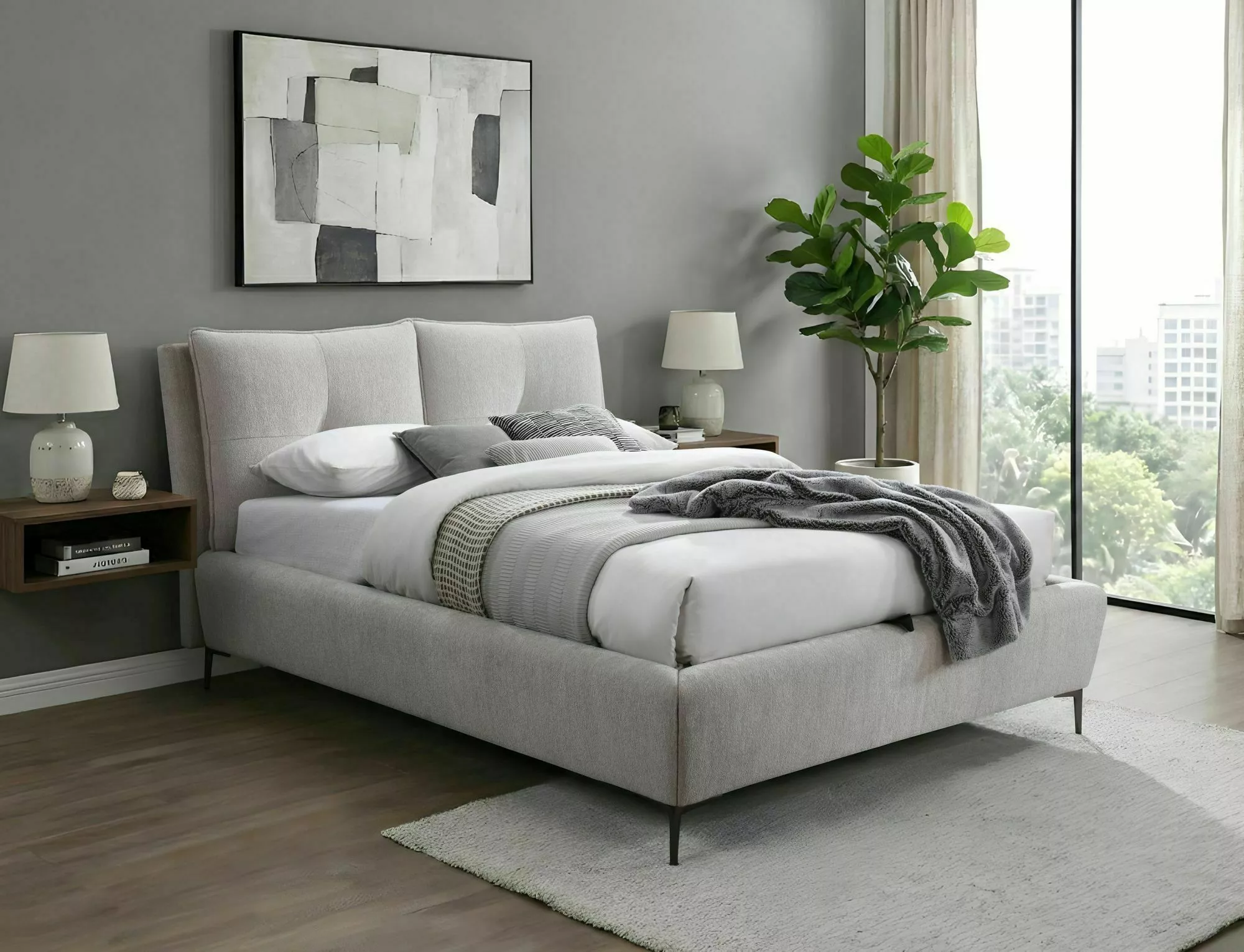 Miegamojo lova Pasadena, su patalų dėže, grotelėmis