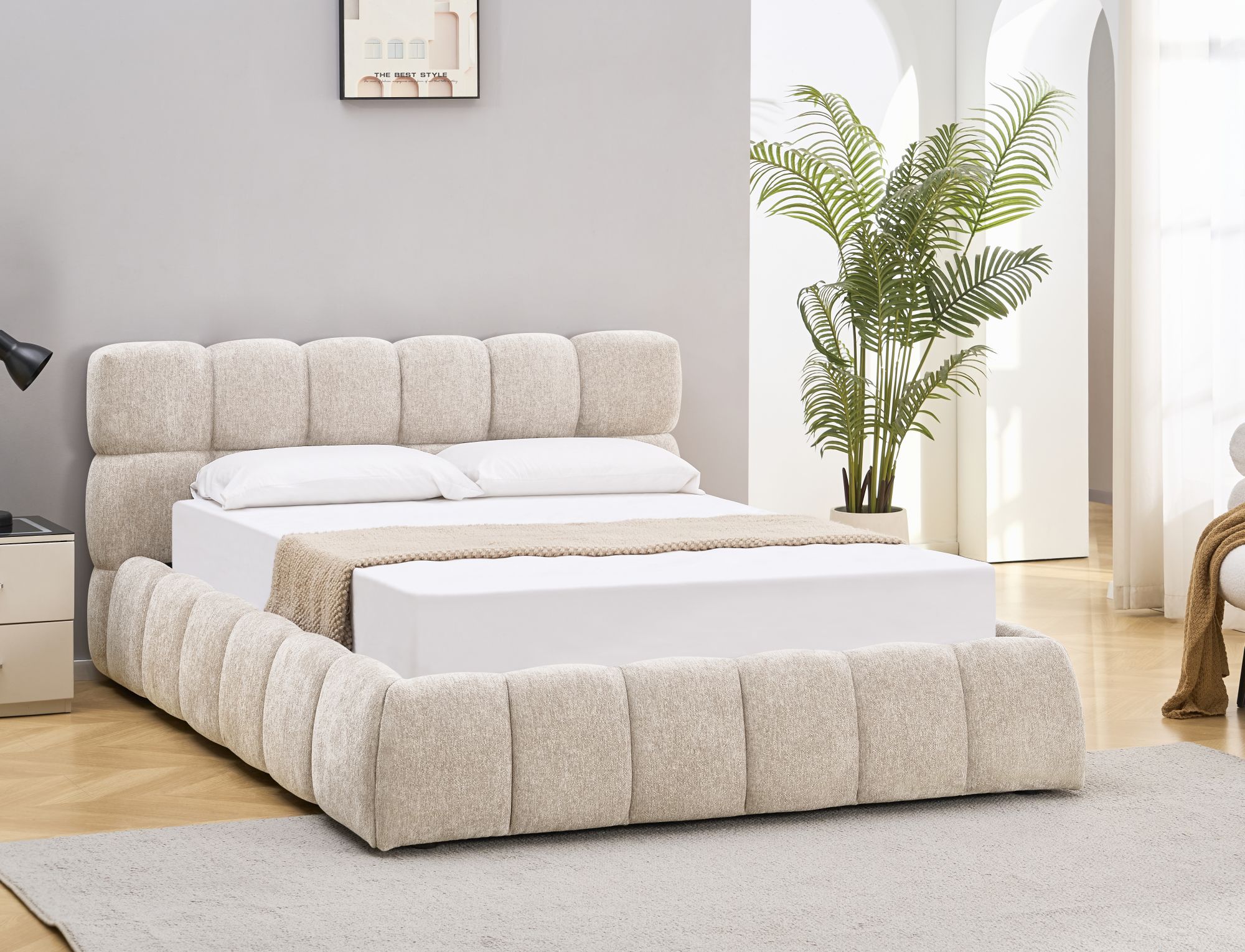 Miegamojo lova Parma Raven, su patalų dėže, grotelėmis