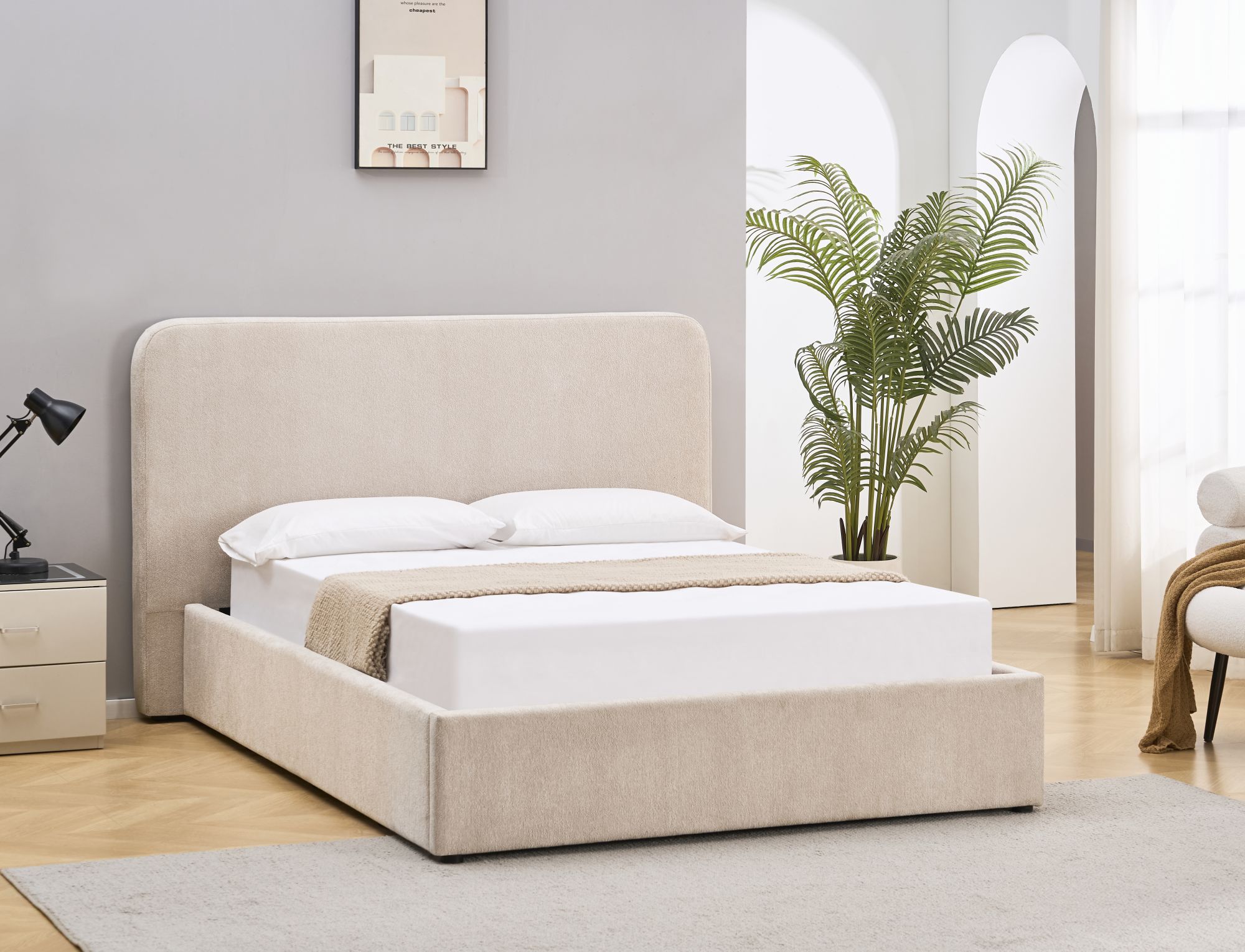 Miegamojo lova Lumia, su patalų dėže, grotelėmis