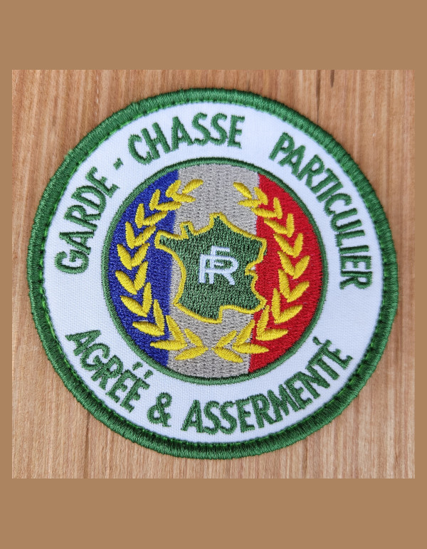 Écusson brodé « GARDE-CHASSE » (Centre Tricolore) 