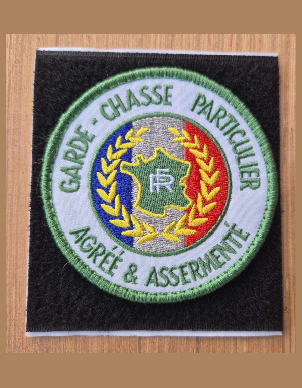 Écusson brodé « GARDE-CHASSE » (Centre Tricolore) 