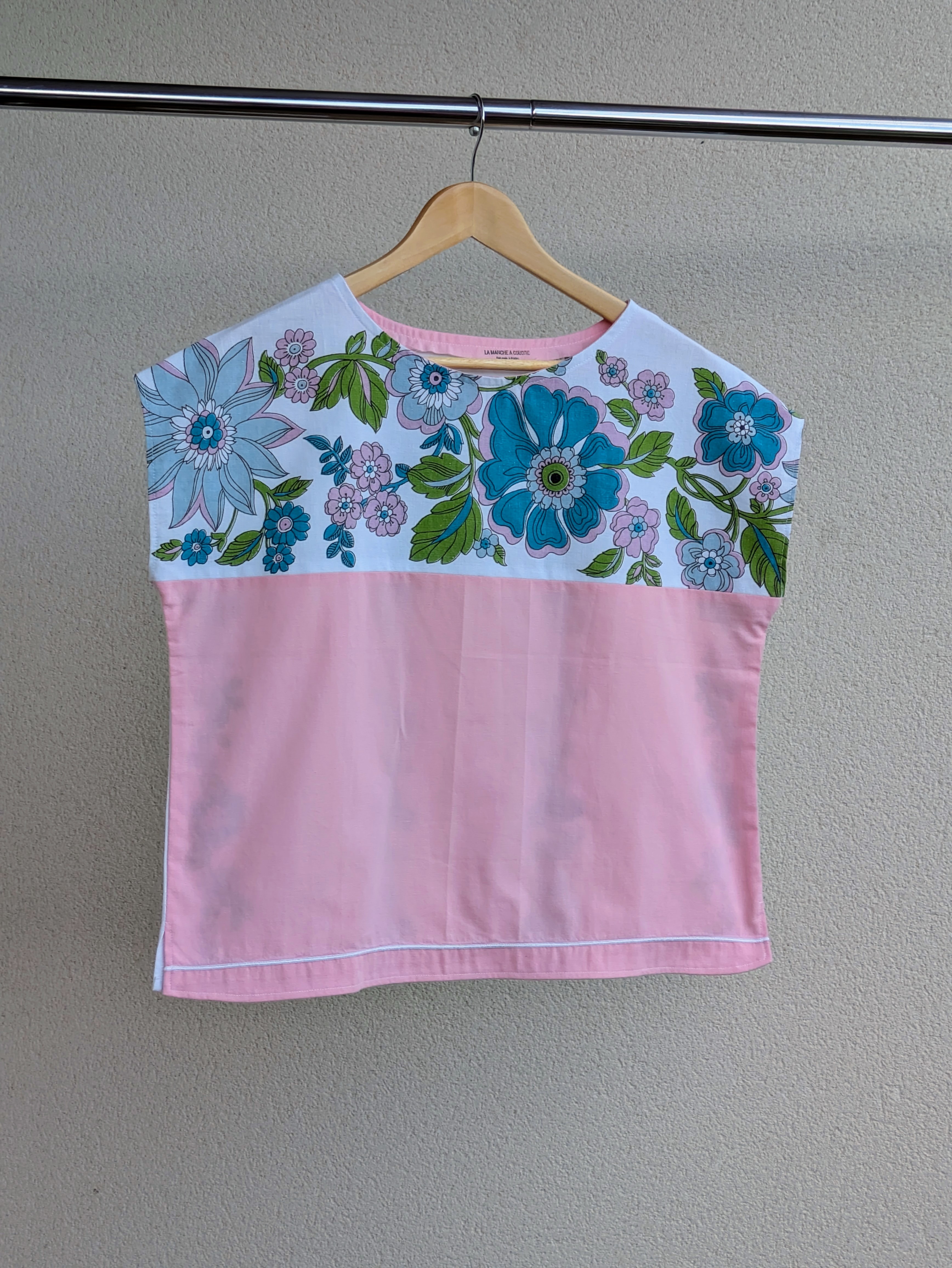 Blouse Poups Fleurs Vintage & rose pâle