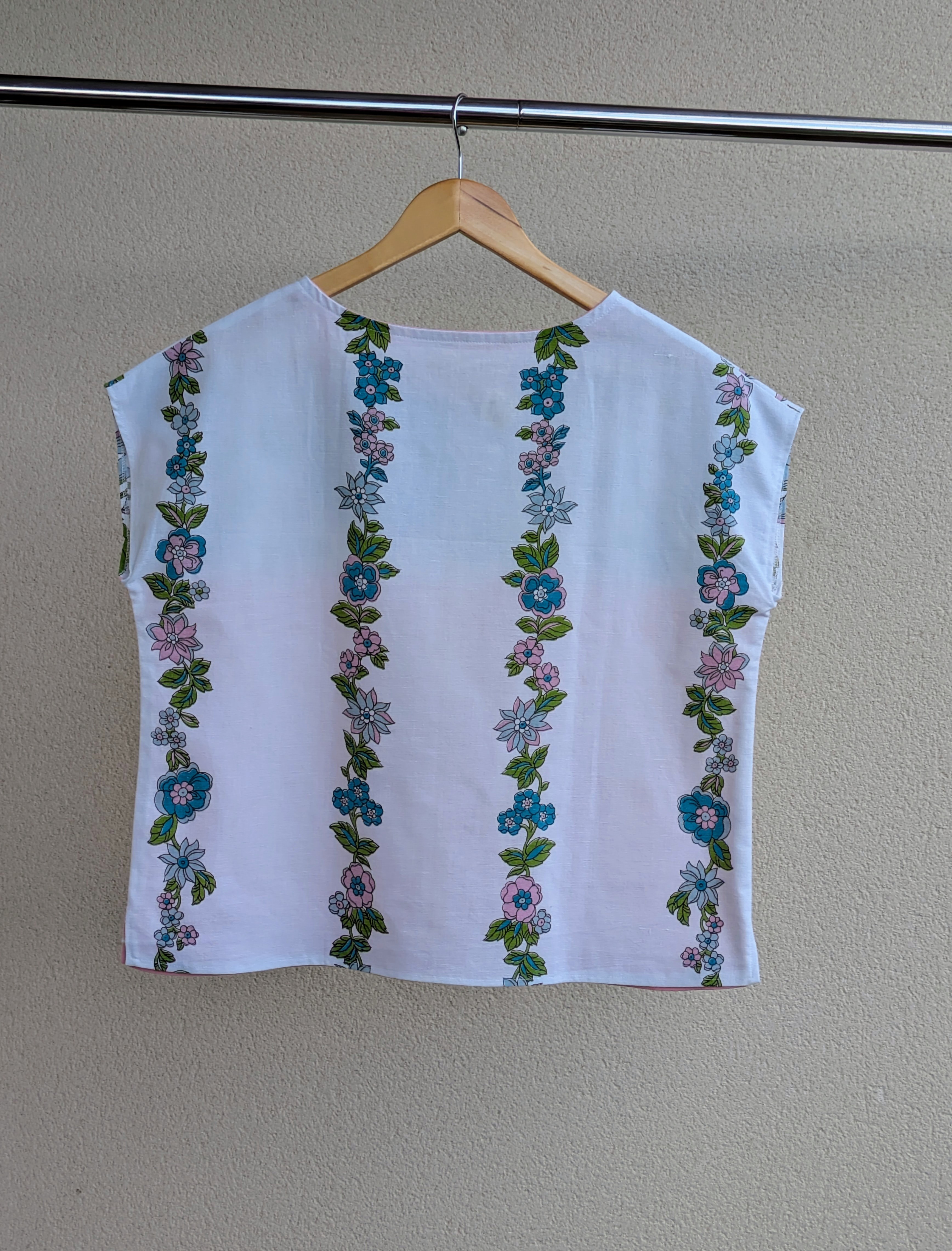 Blouse Poups Fleurs Vintage & rose pâle