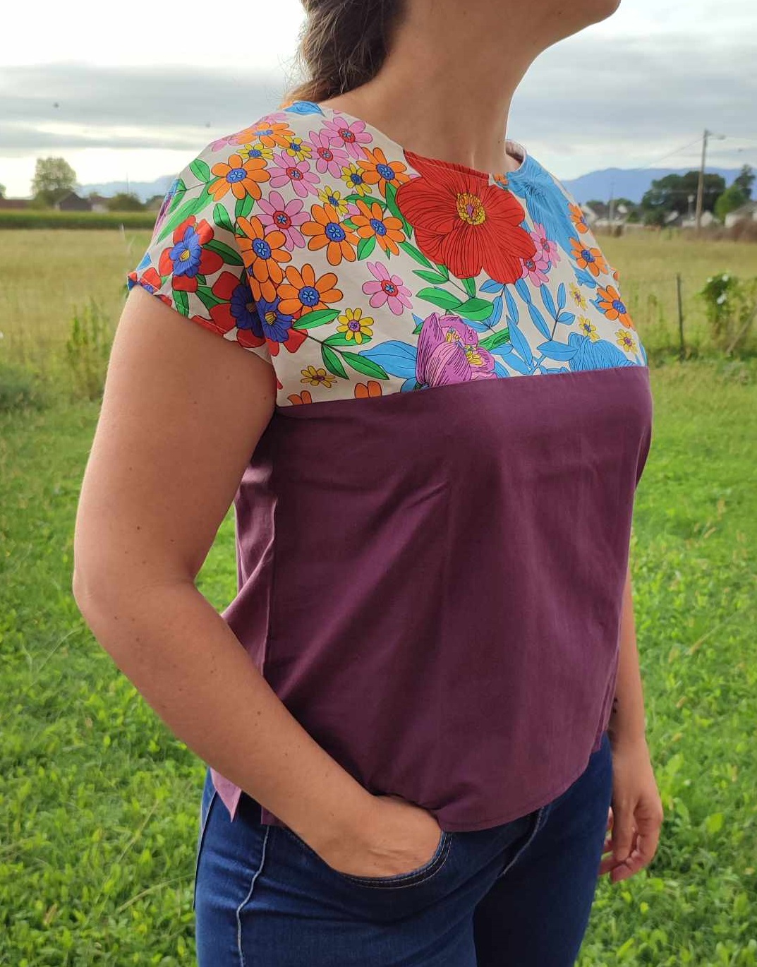 Blouse Poups Fleurs Flashy & Prune