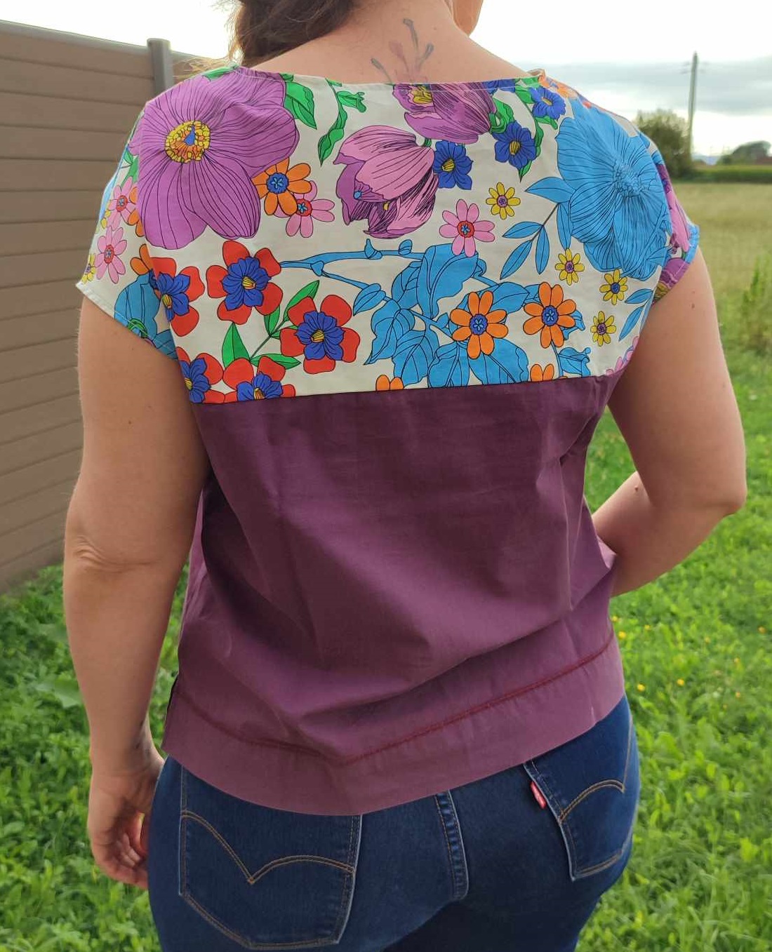 Blouse Poups Fleurs Flashy & Prune