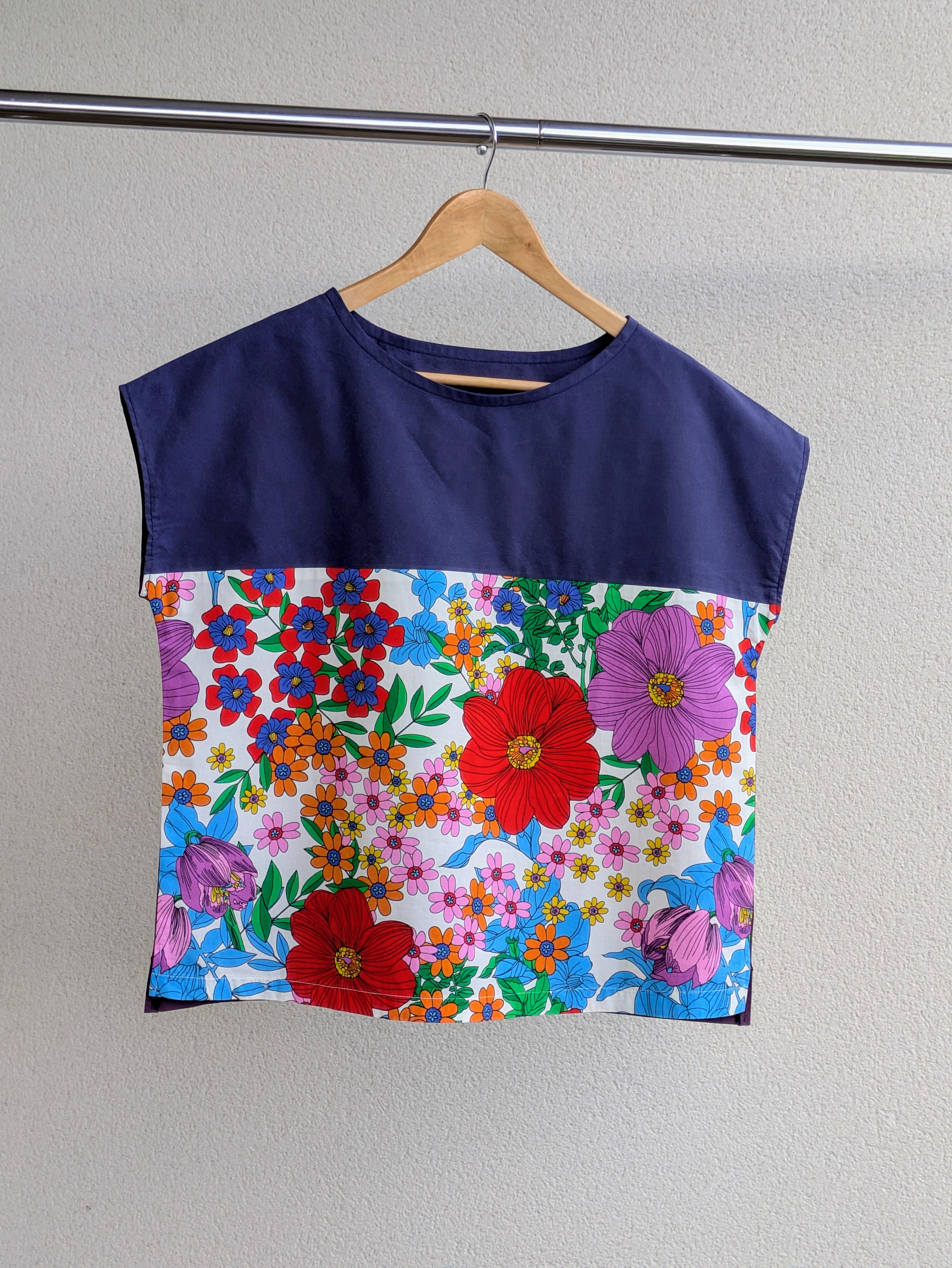 Blouse Poups Fleurs Flashy marine & prune