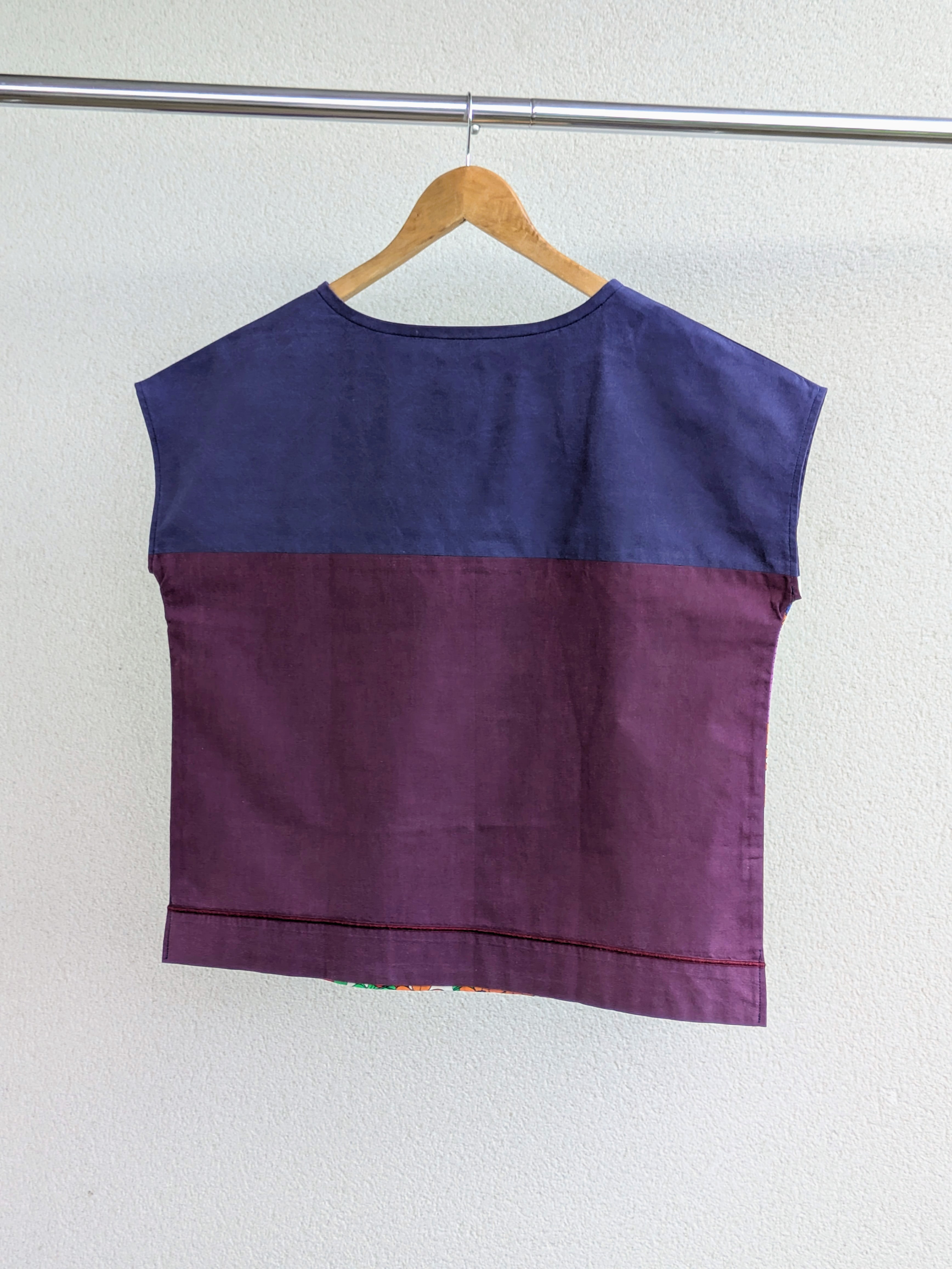 Blouse Poups Fleurs Flashy marine & prune