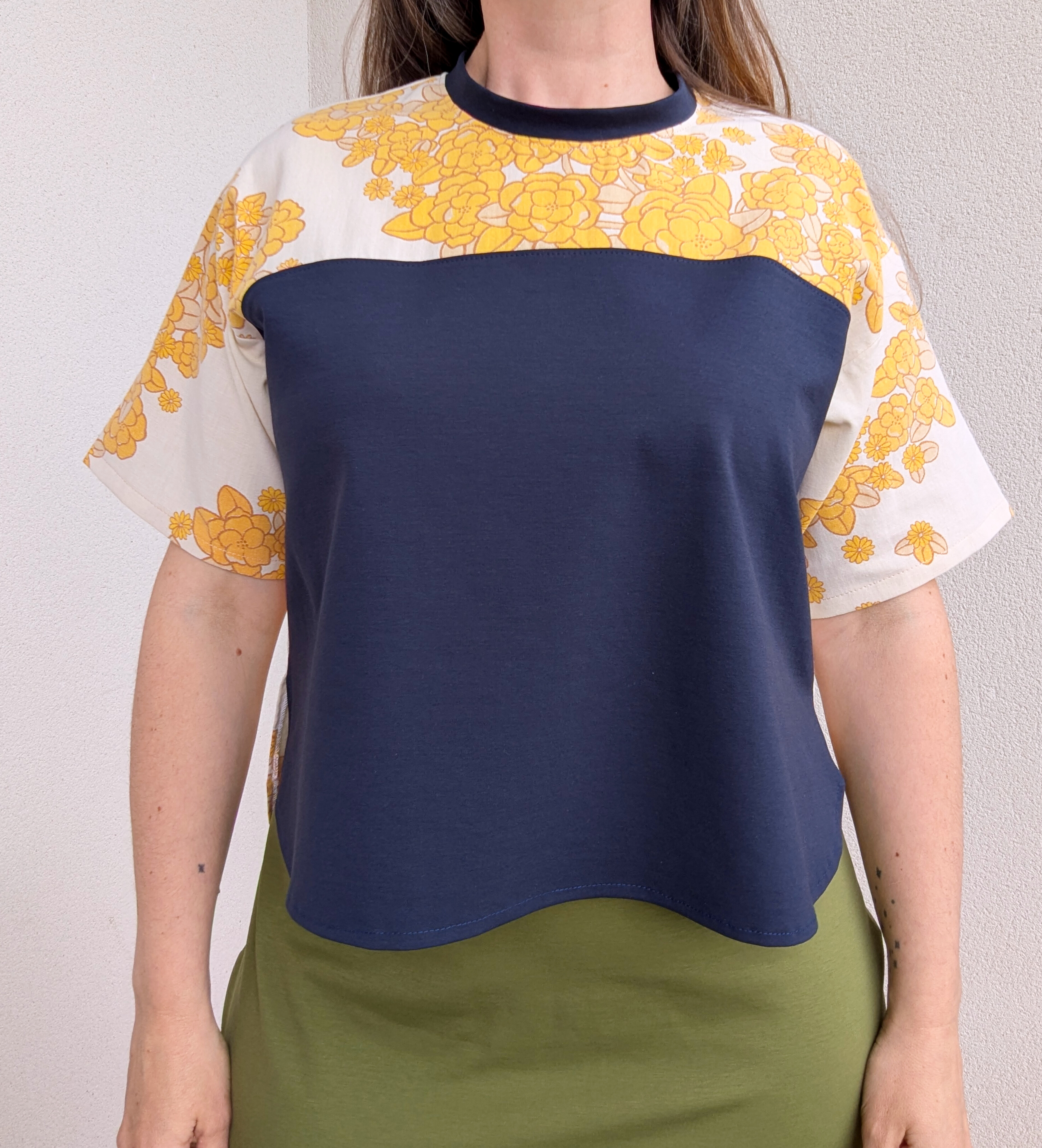 Blouse Trez - Fleurs jaune et ardoise