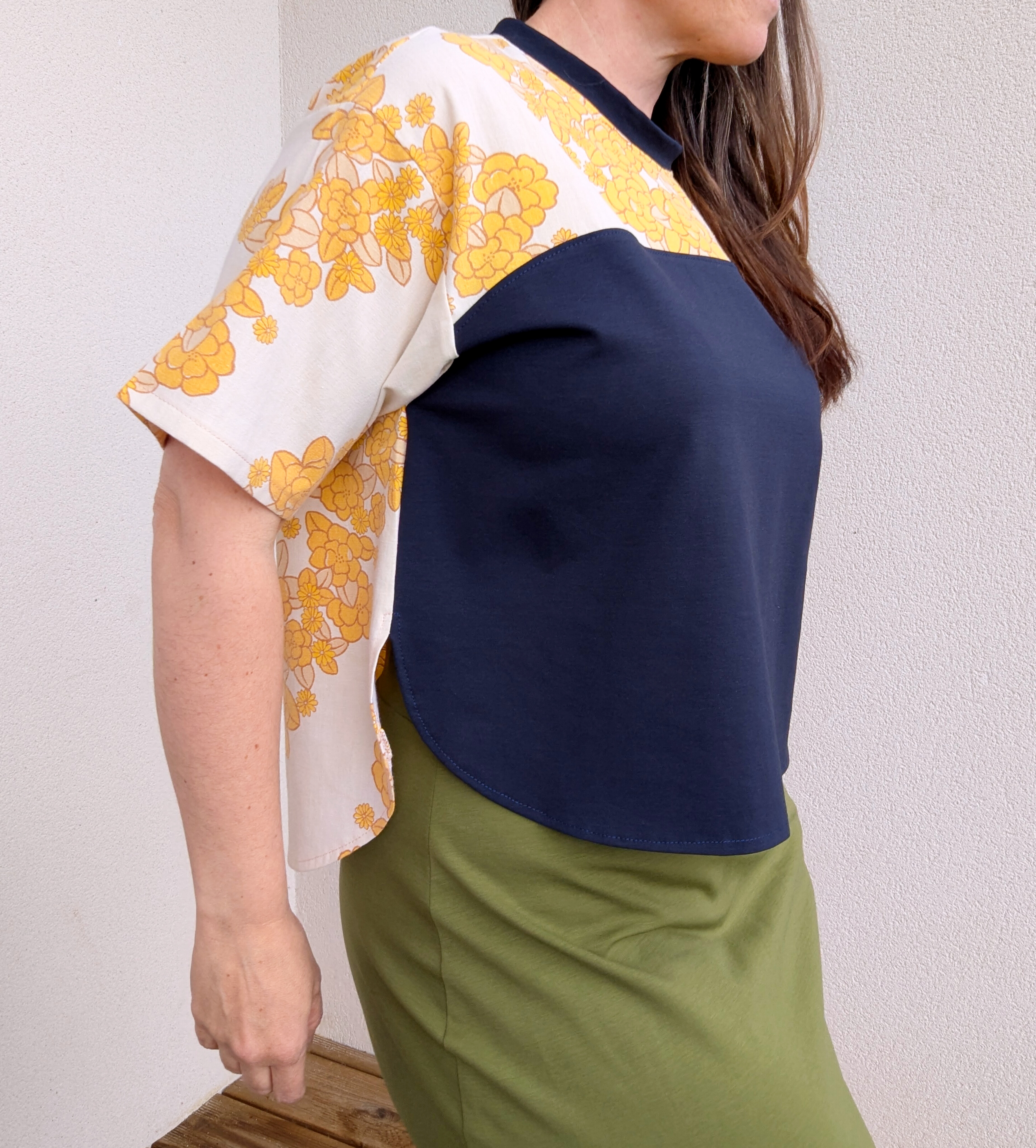 Blouse Trez - Fleurs jaune et ardoise