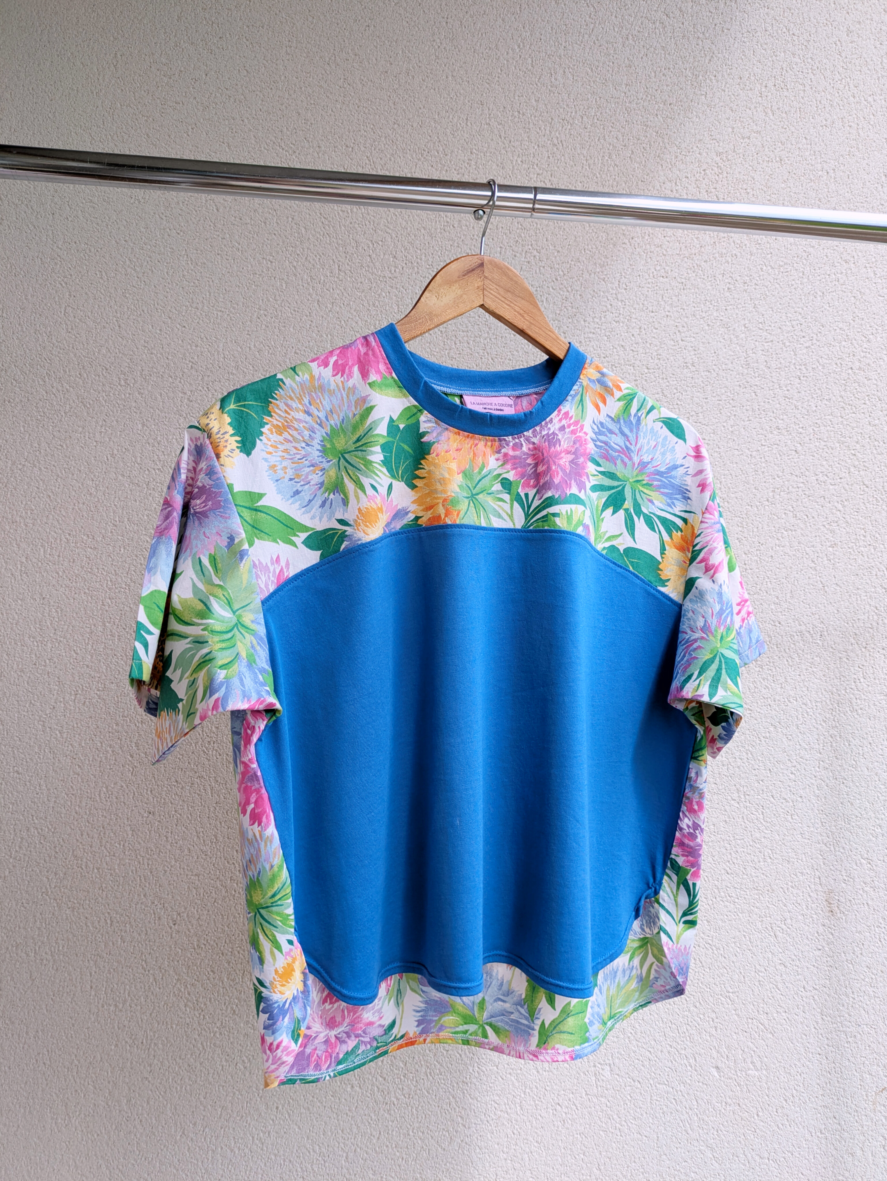 Blouse Trez - Fleurs printemps et bleu