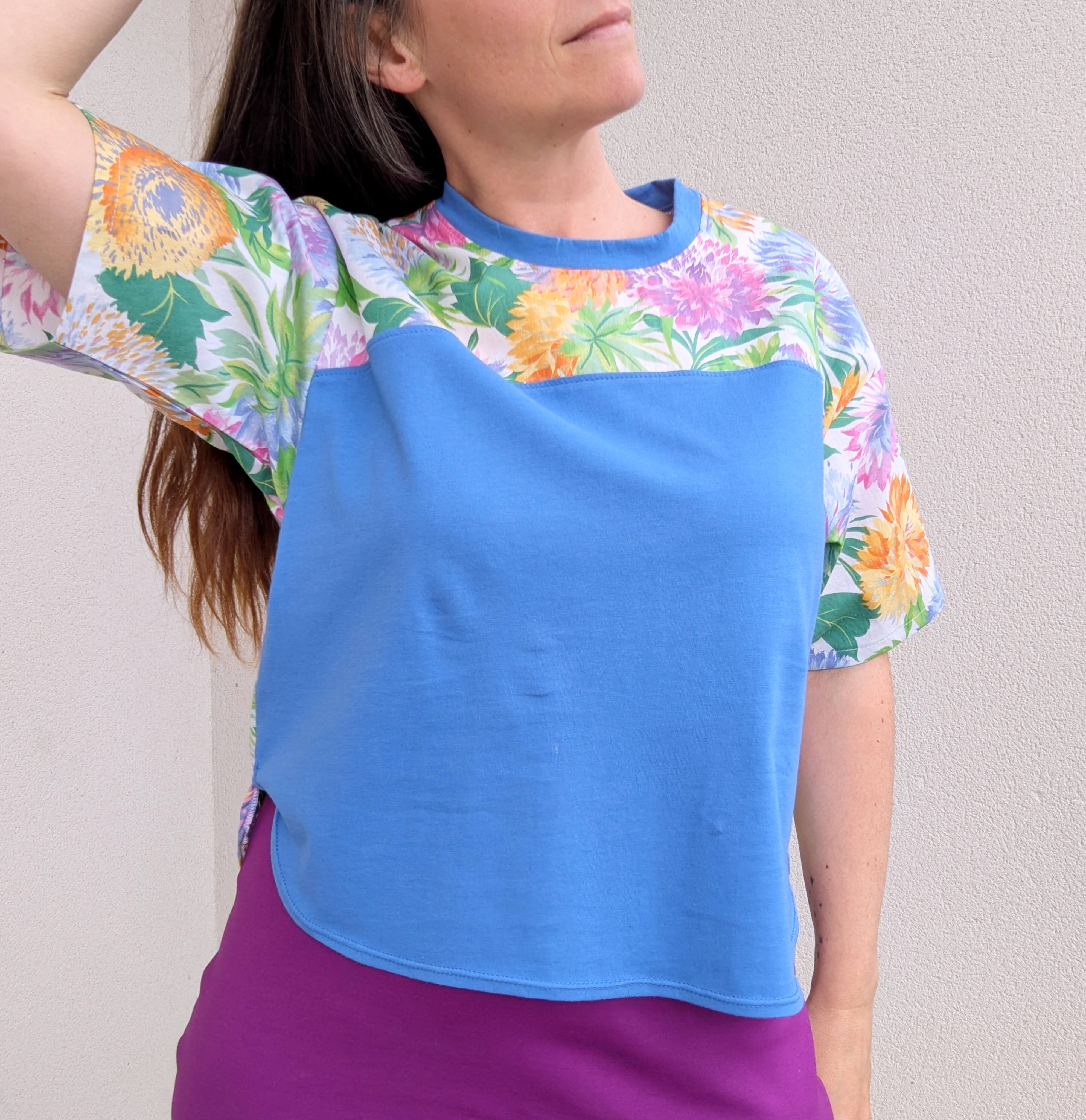 Blouse Trez - Fleurs printemps et bleu