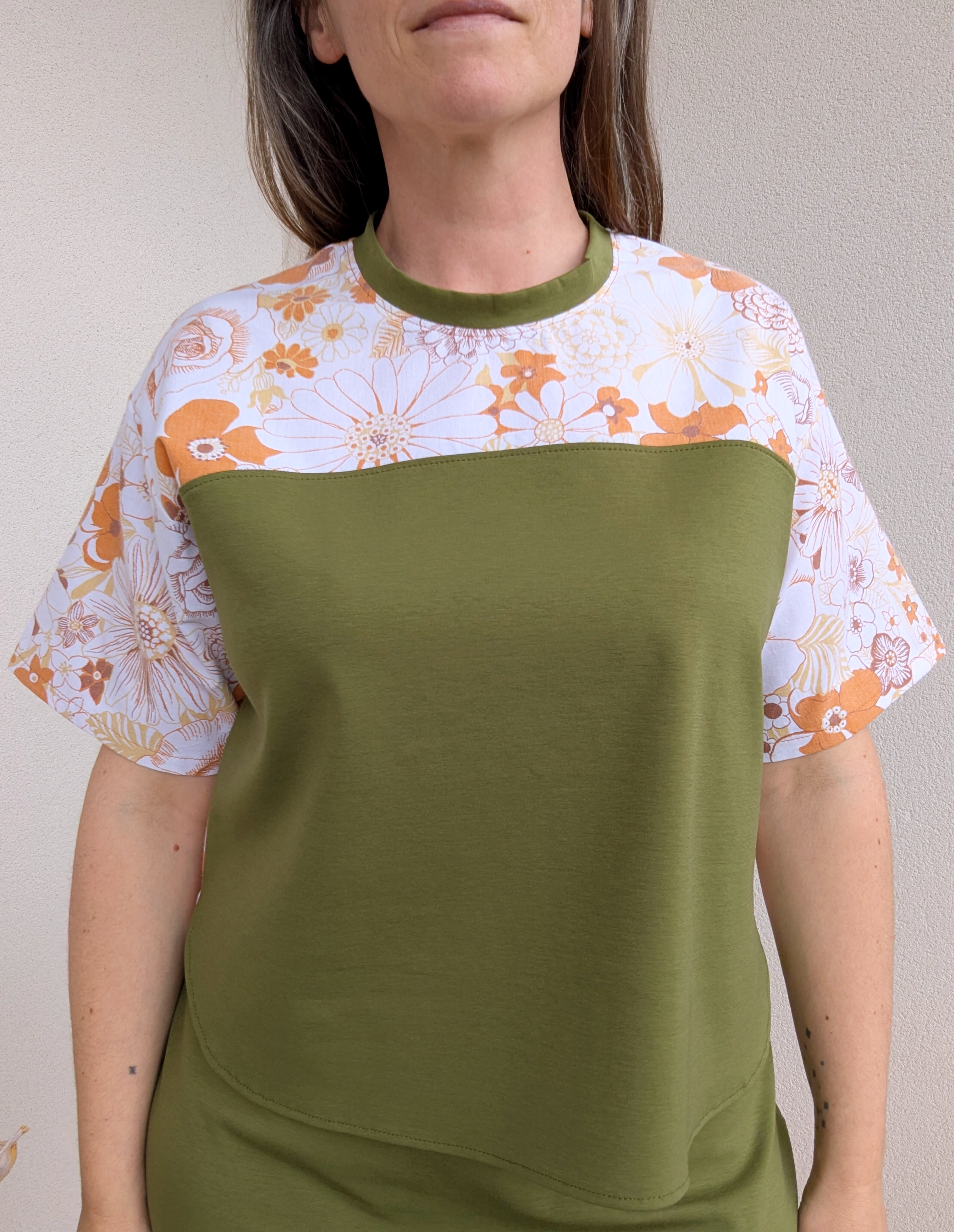 Blouse Trez - Fleurs orange et kaki