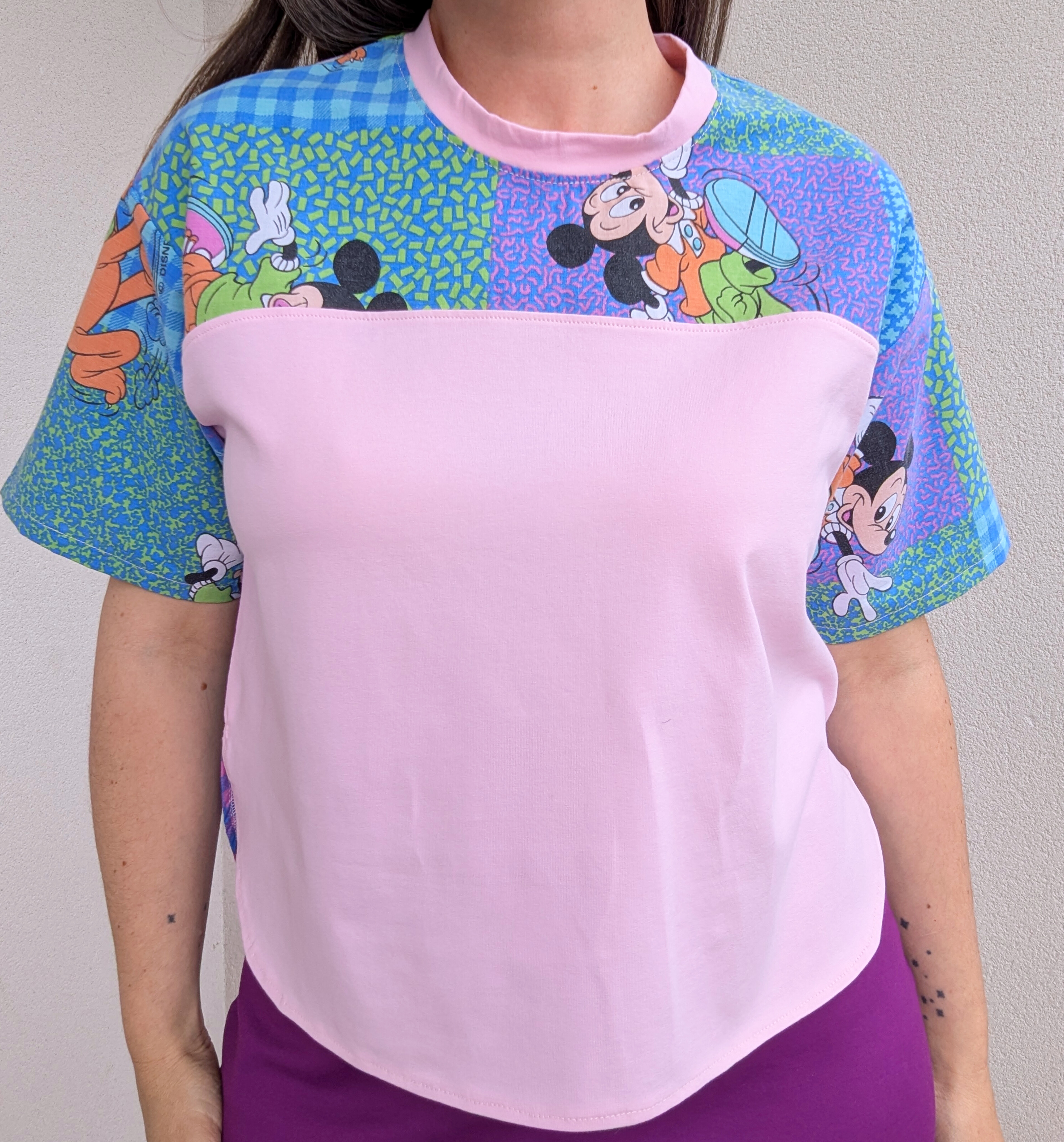 Blouse Trez - Patchwork coloré et rose pastel