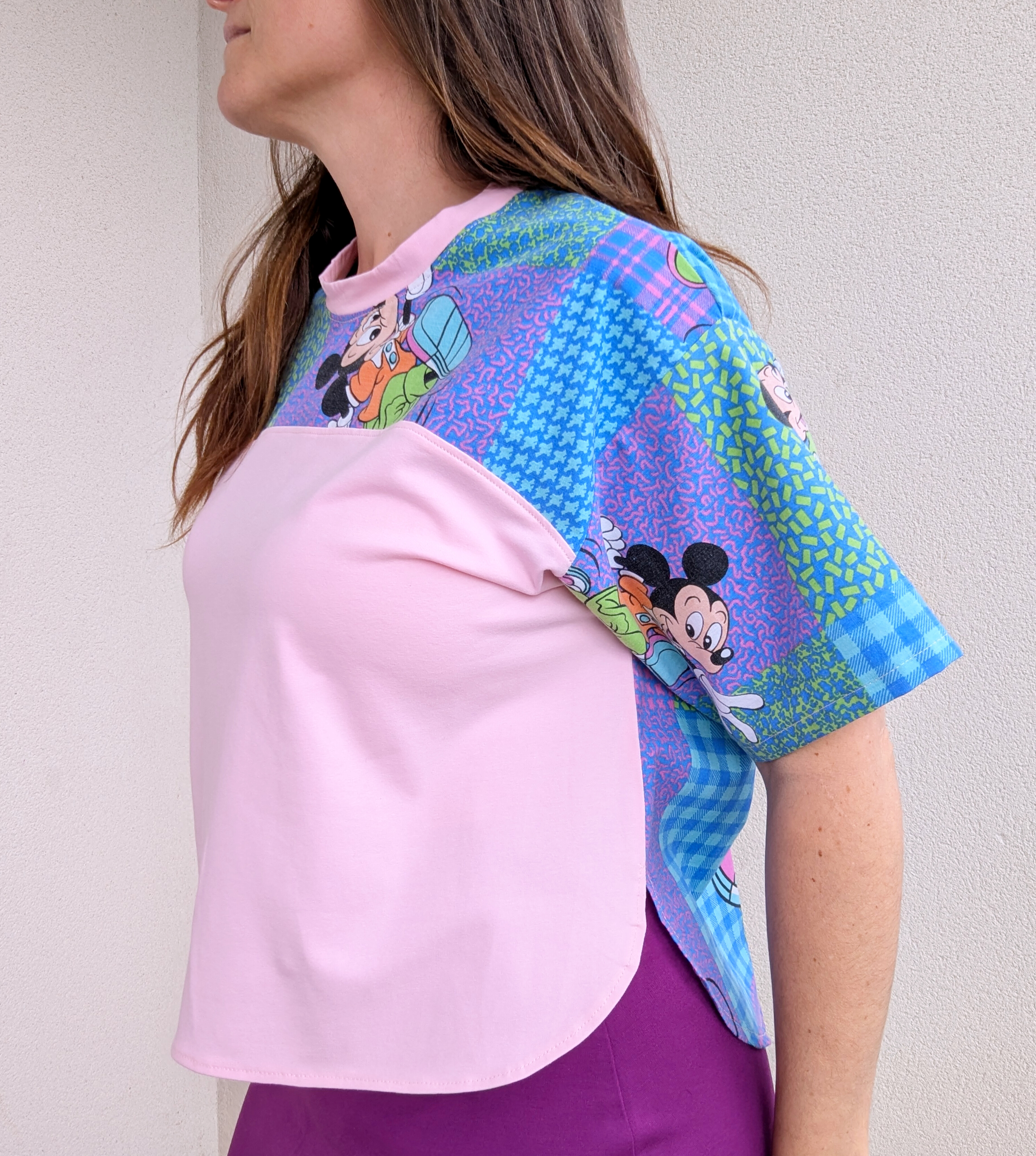 Blouse Trez - Patchwork coloré et rose pastel