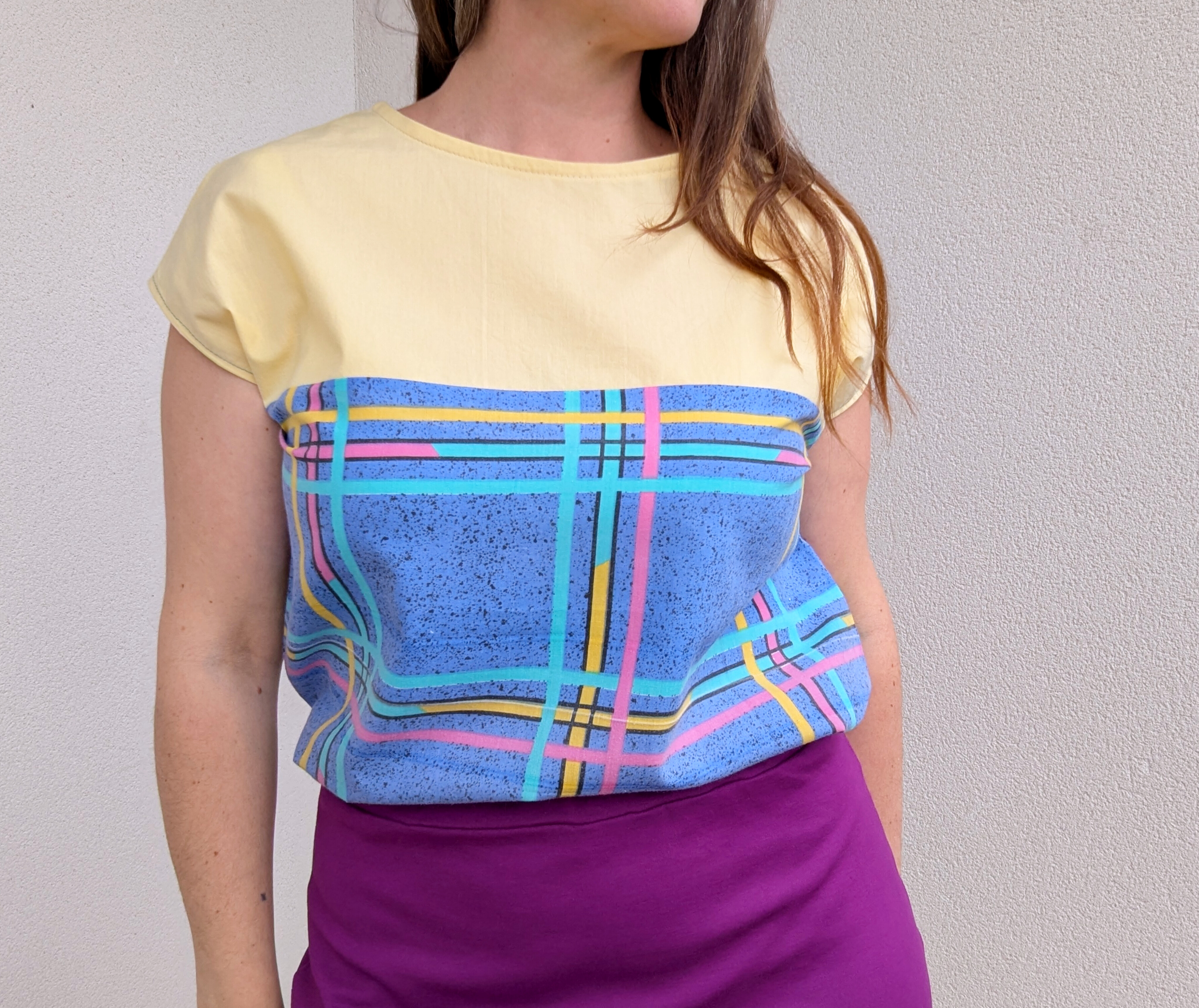 Blouse Poups - Quadrillage 80' et jaune