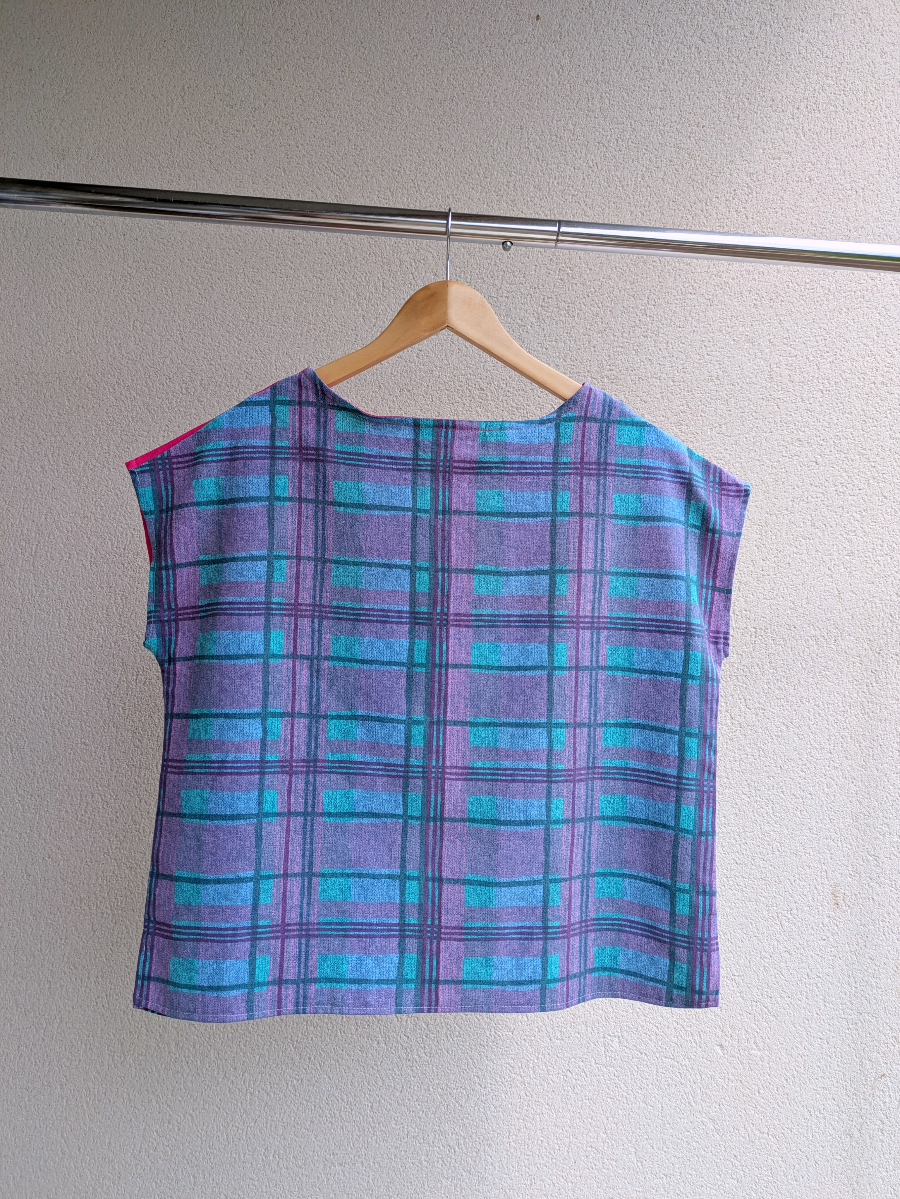 Blouse Poups - Quadrillage violet et fushia