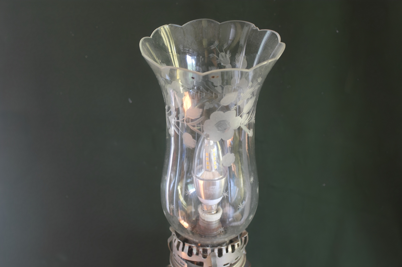 Abajur Vintage Autêntico Miller's Vestal Eletrificado - Metal e Vidro Jateado (49cm)