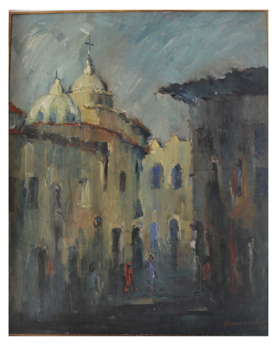 Quadro Óleo s/ Tela "Beco do Comércio" - Homero da Rocha (1973) - Assinado - Com Etiqueta de Exposição