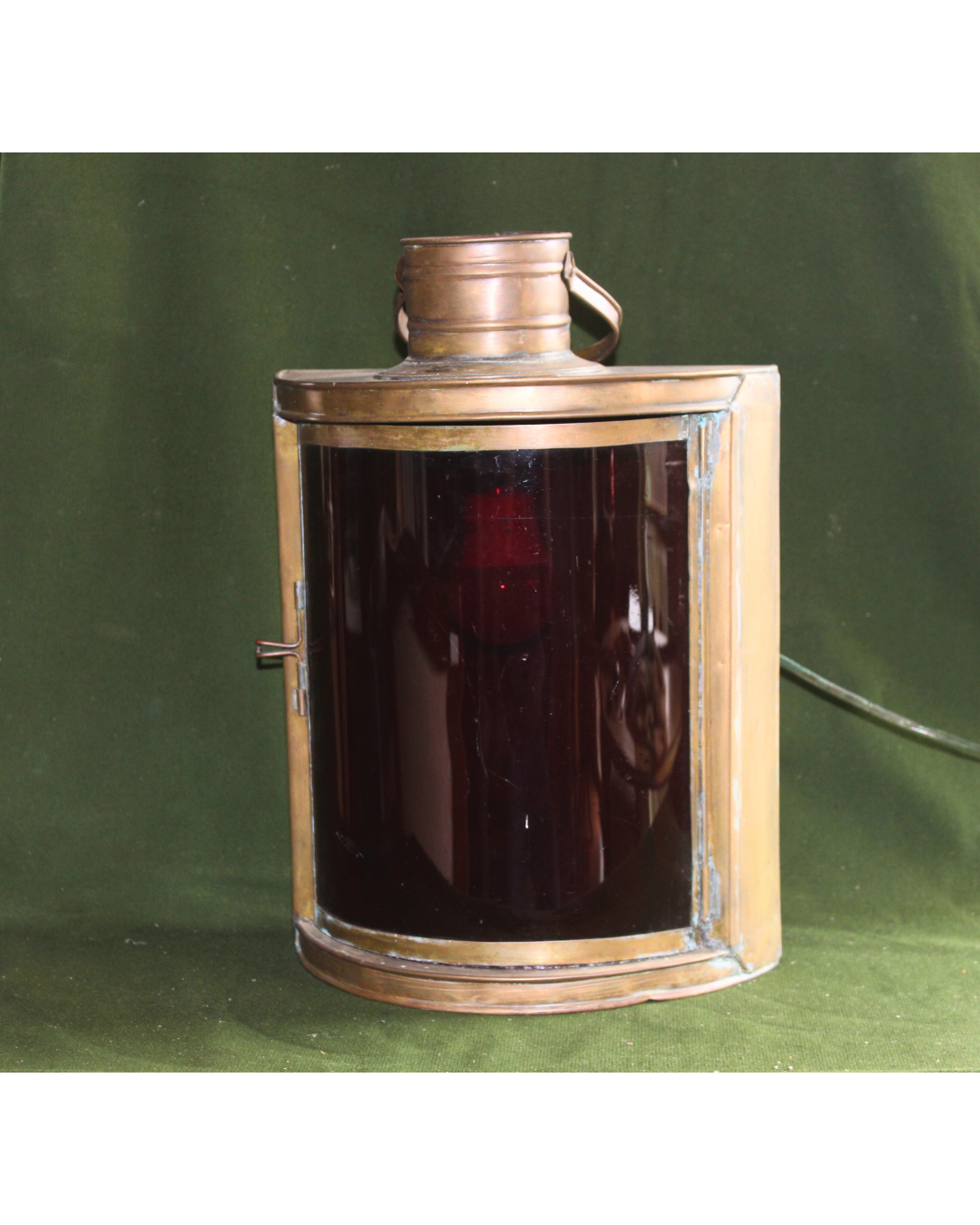 Luminária Náutica Vintage - Lanterna de Bombordo em Latão com Vidro Vermelho (Adaptada)