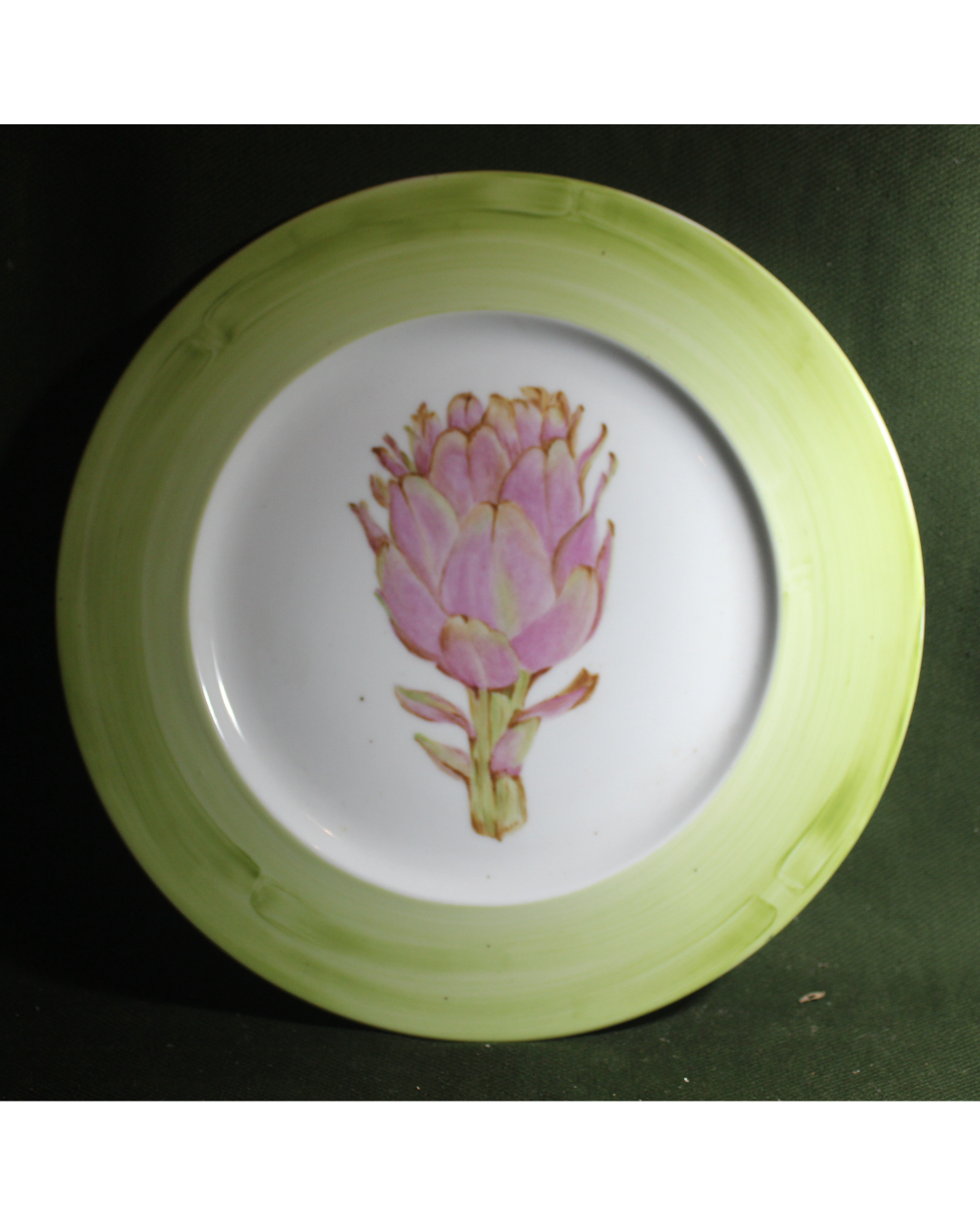 Prato Decorativo de Parede em Porcelana Pintado à Mão - Alcachofra - Assinado Angela Athayde